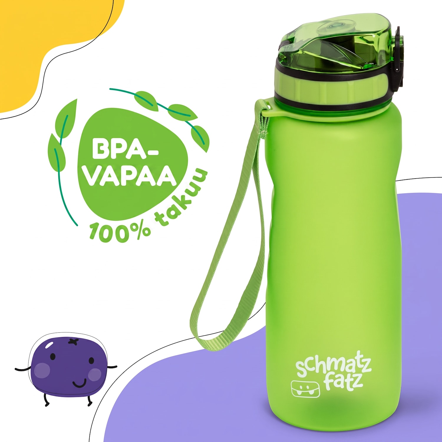 schmatzfatz Wakaba -juomapullo | 800 ml | Tritan | kantolenkki | BPA-vapaa 800 ml | Vihreä