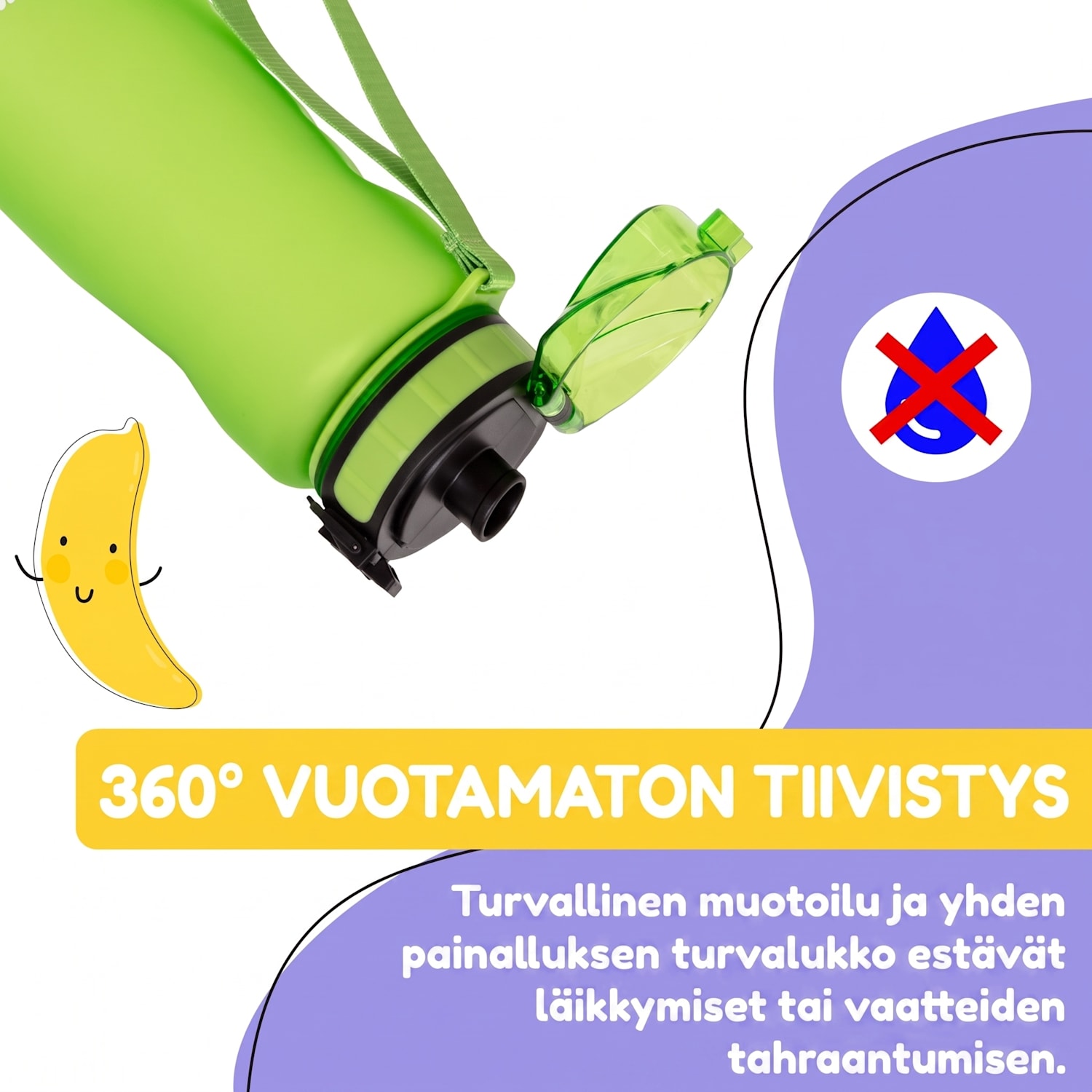 schmatzfatz Wakaba -juomapullo | 800 ml | Tritan | kantolenkki | BPA-vapaa 800 ml | Vihreä