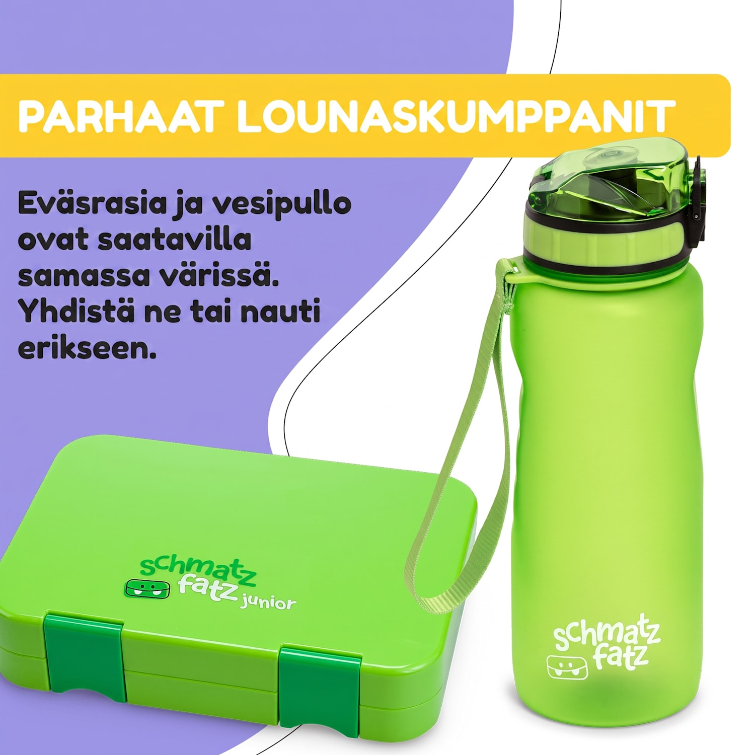 schmatzfatz Wakaba -juomapullo | 800 ml | Tritan | kantolenkki | BPA-vapaa 800 ml | Vihreä