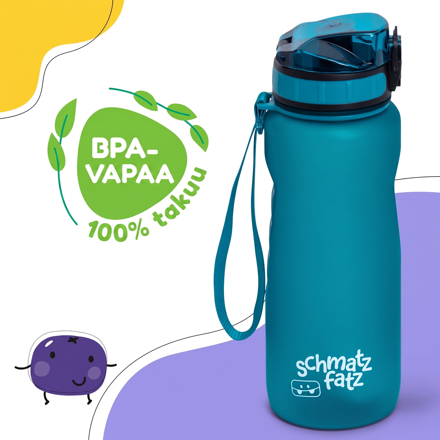 schmatzfatz Wakaba -juomapullo | 800 ml | Tritan | kantolenkki | BPA-vapaa 800 ml | Syvä Sinivihreä