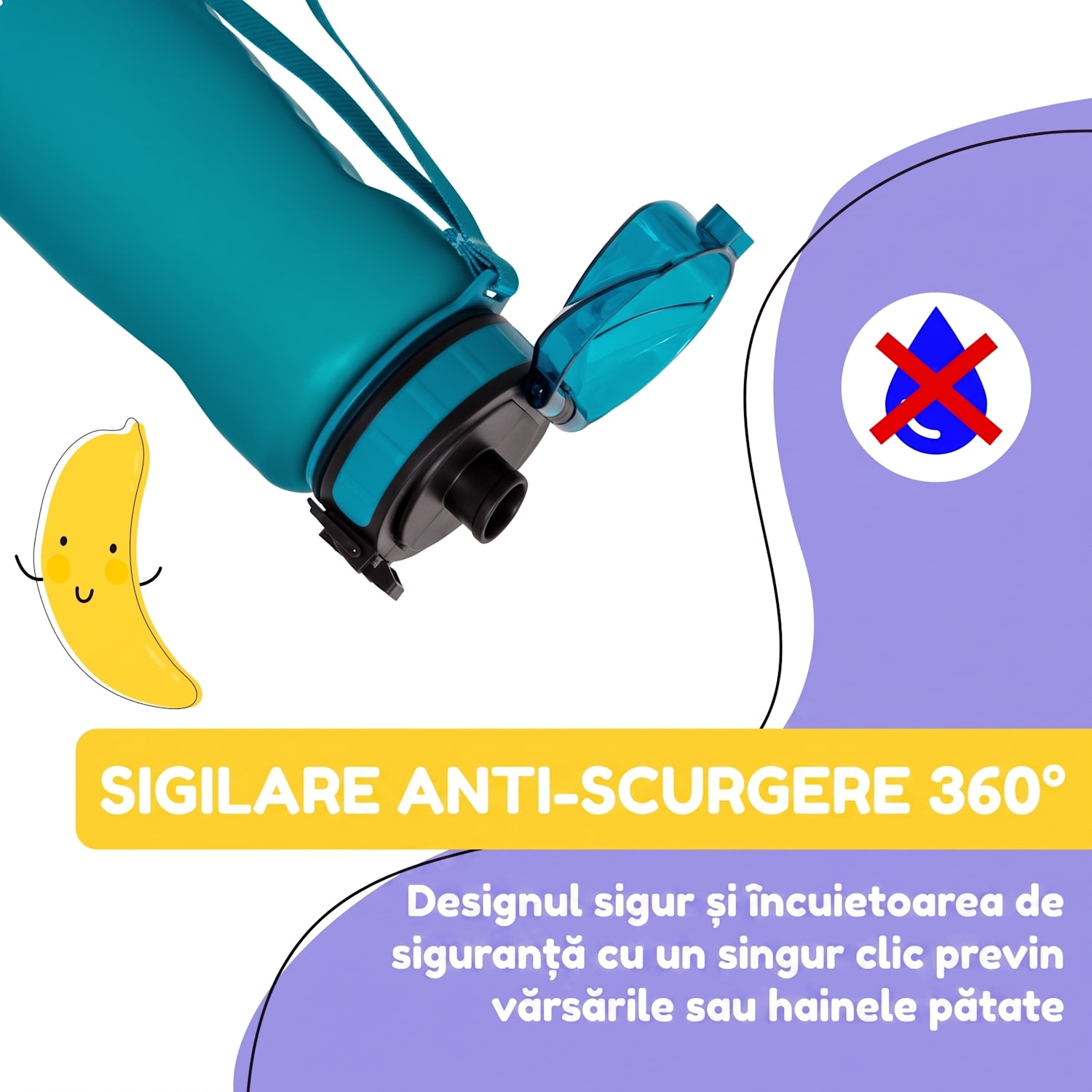 Wakaba, sticlă de băut, 800 ml, Tritan, fără BPA 800 ml | Albastru-verde închis