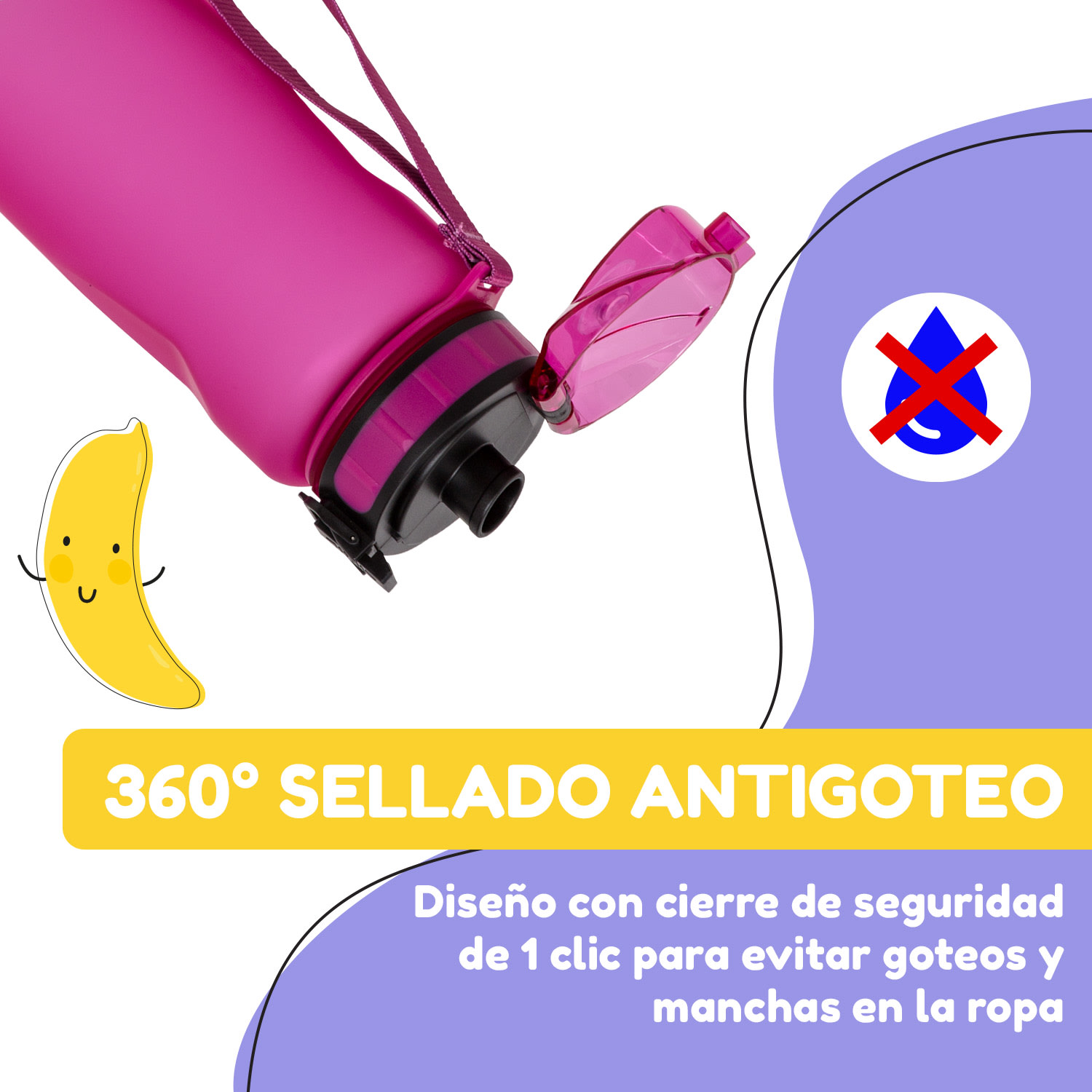 Botella Wakaba 800 ml Tritan sin BPA 800 ml | Morado Intenso
