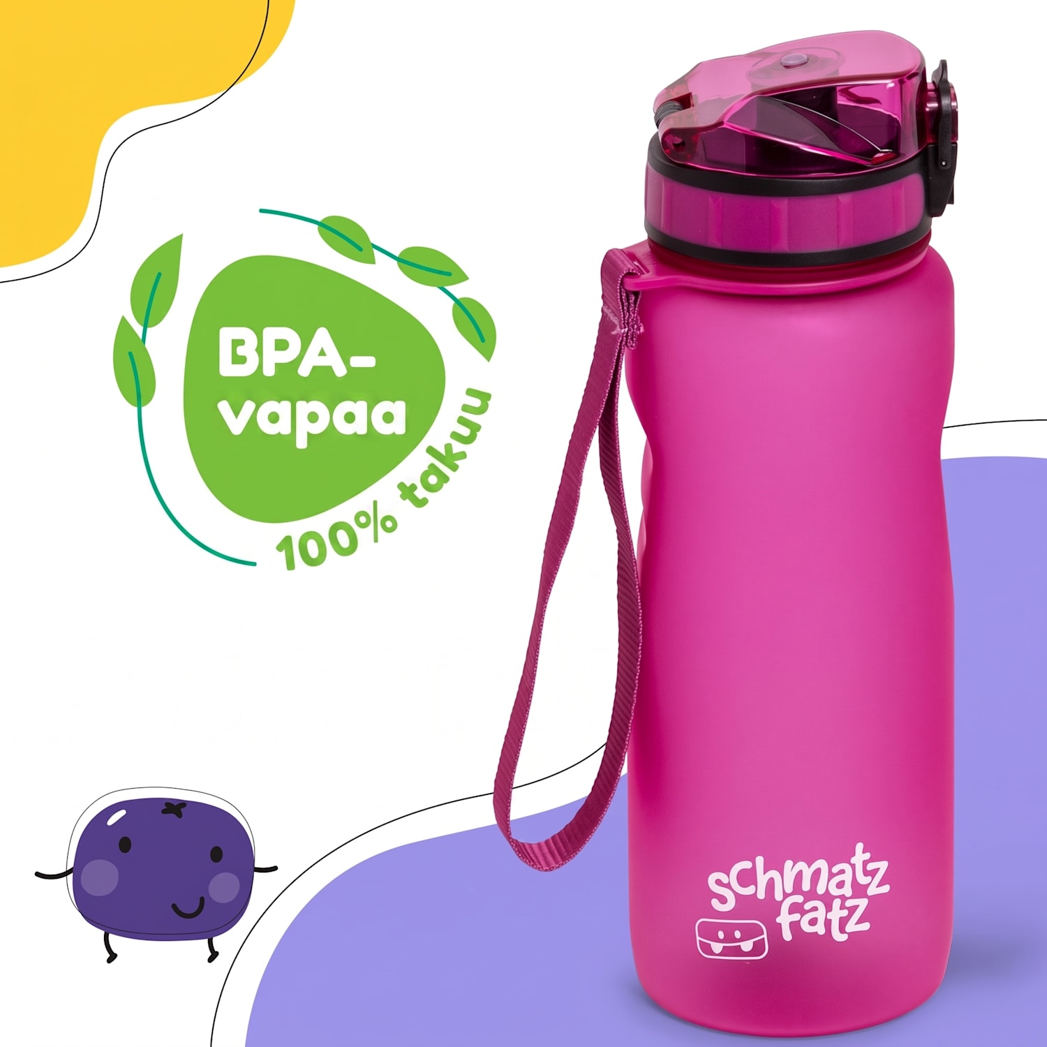 schmatzfatz Wakaba -juomapullo | 800 ml | Tritan | kantolenkki | BPA-vapaa 800 ml | Syvä Violetti
