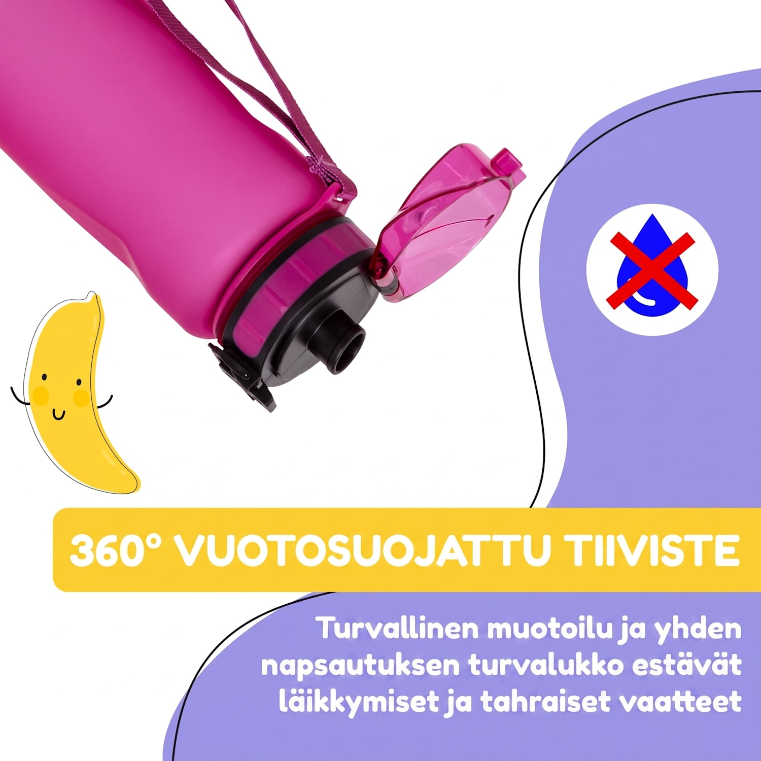 schmatzfatz Wakaba -juomapullo | 800 ml | Tritan | kantolenkki | BPA-vapaa 800 ml | Syvä Violetti
