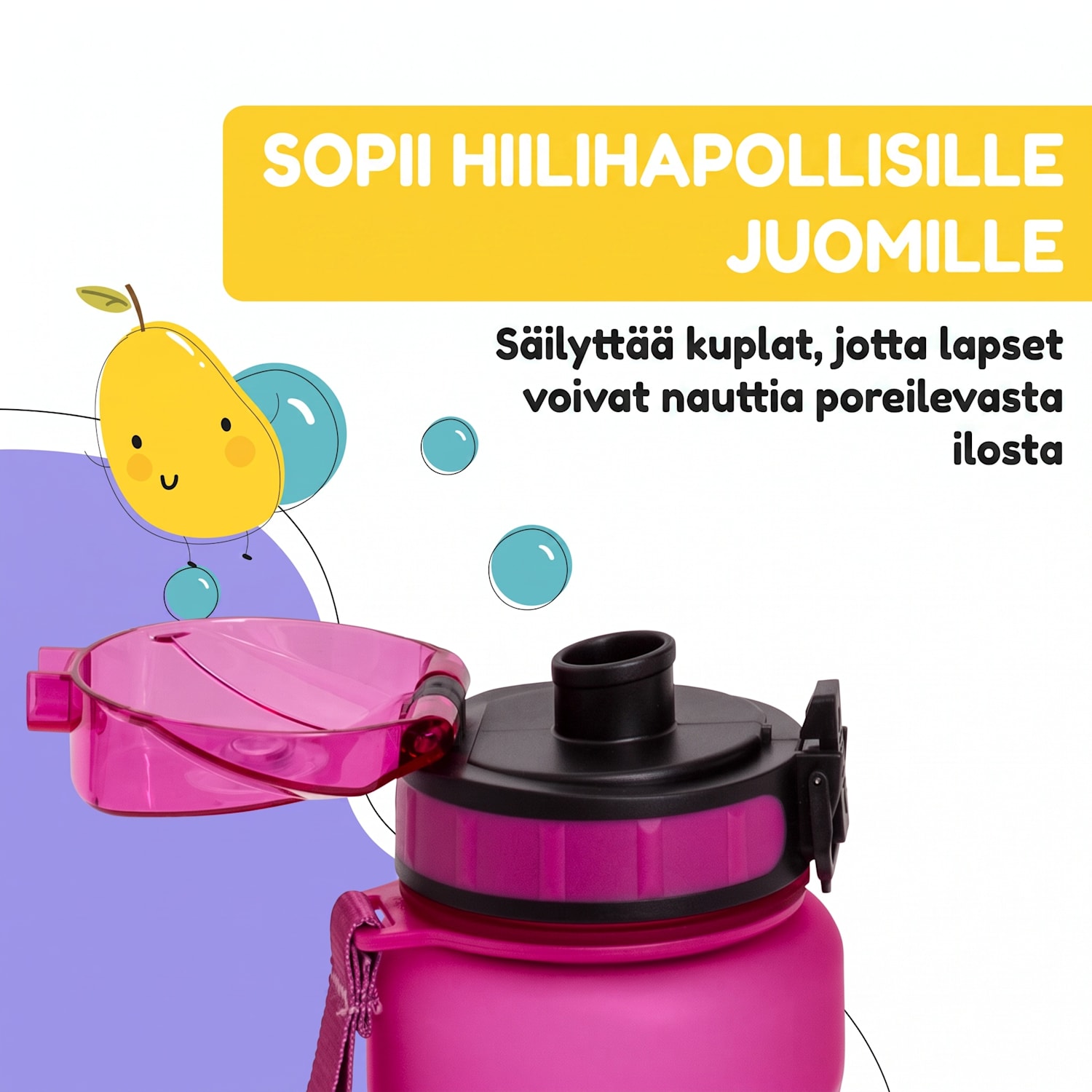 schmatzfatz Wakaba -juomapullo | 800 ml | Tritan | kantolenkki | BPA-vapaa 800 ml | Syvä Violetti