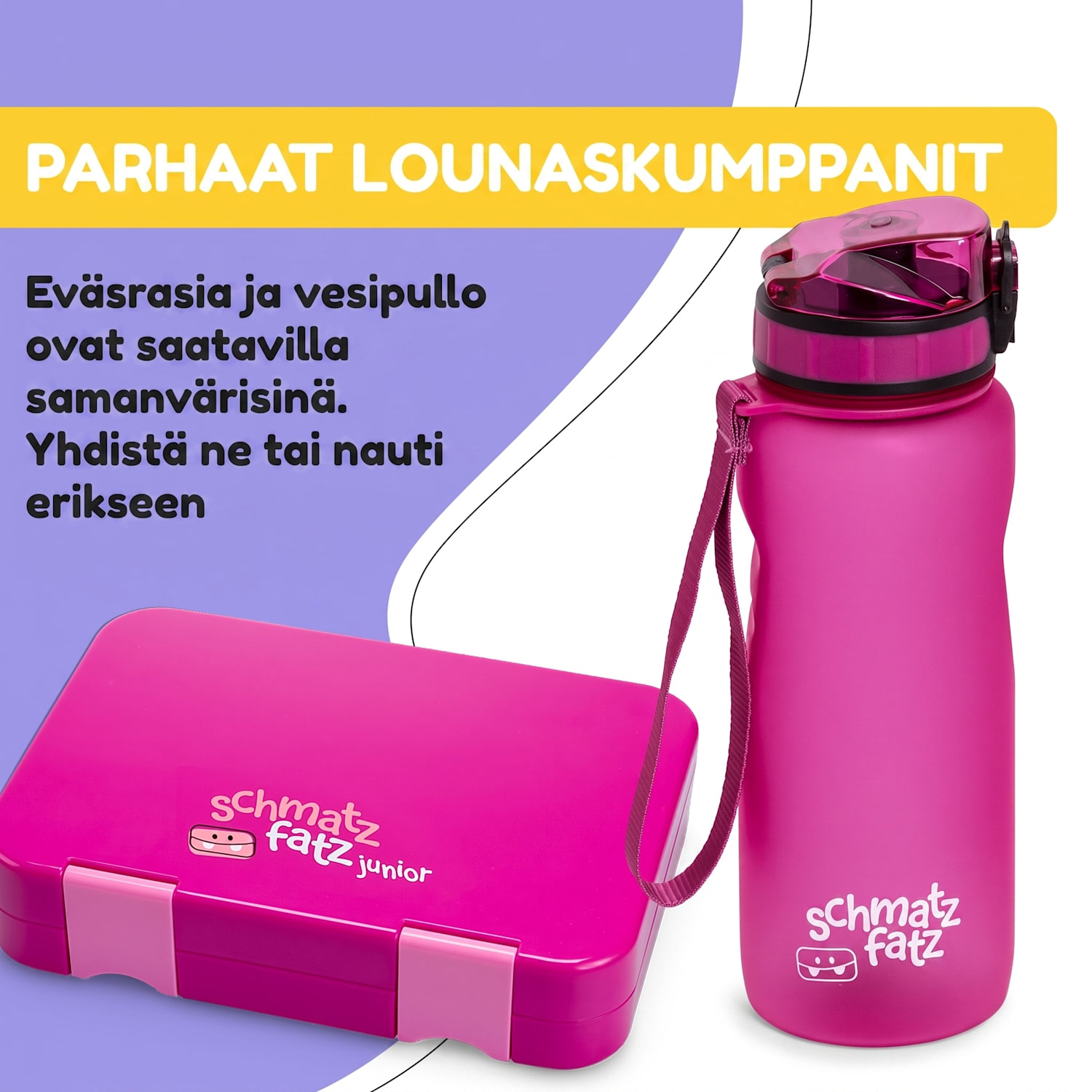 schmatzfatz Wakaba -juomapullo | 800 ml | Tritan | kantolenkki | BPA-vapaa 800 ml | Syvä Violetti