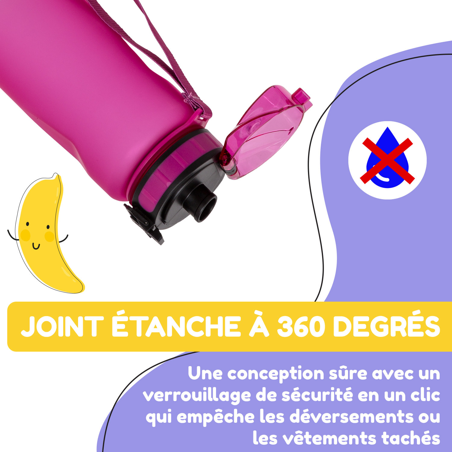 Wakaba thermosfles 550 ml roestvrij staal Tritan zonder BPA 800 ml | Deep Purple