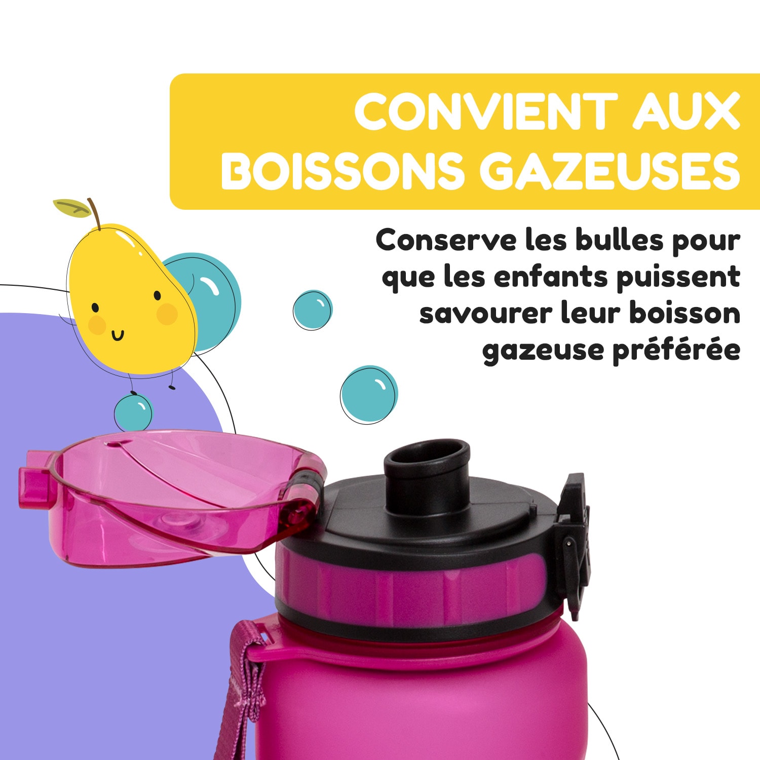 Wakaba thermosfles 550 ml roestvrij staal Tritan zonder BPA 800 ml | Deep Purple