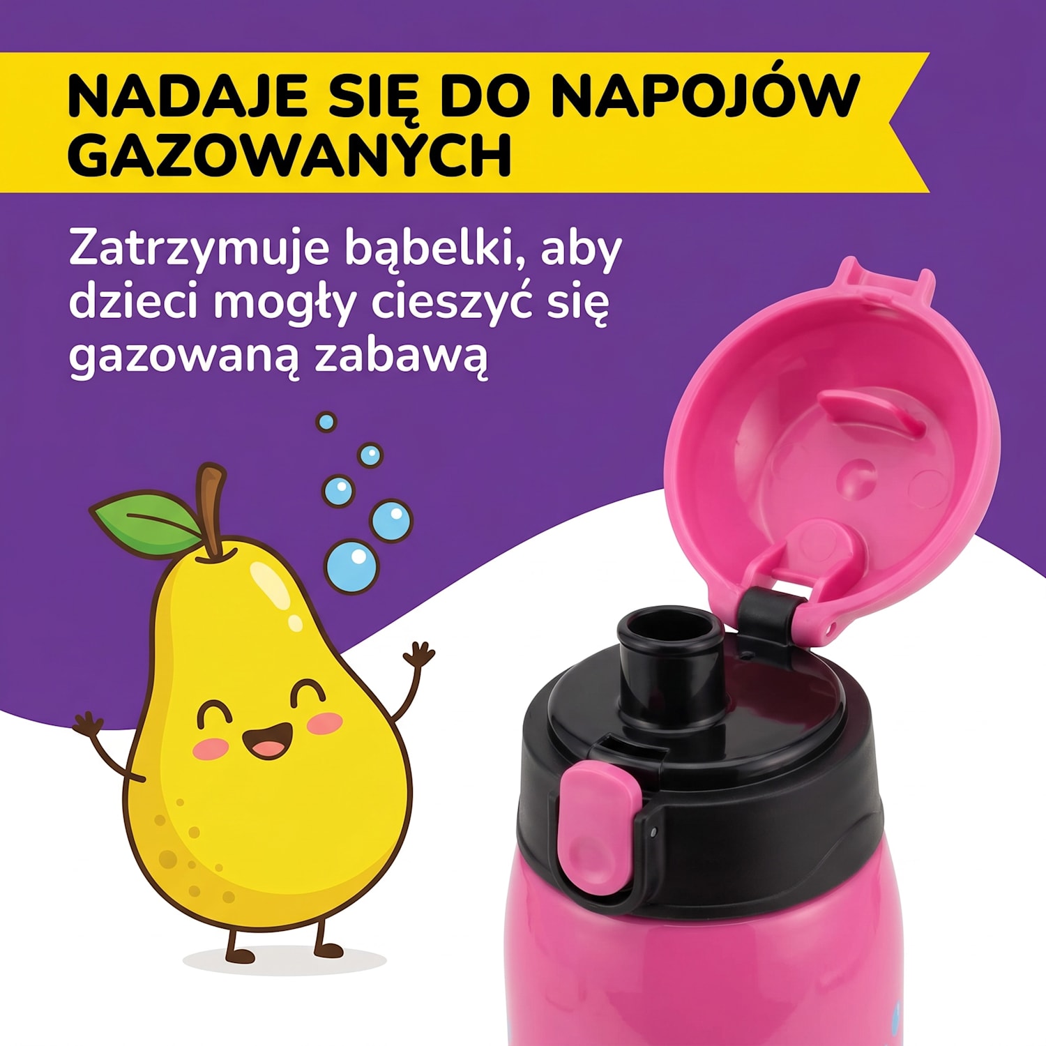 Wakaba, bidon, 800 ml, butelka na wodę, tworzywo Tritan, nie zawiera BPA 800 ml | Głęboka Purpura