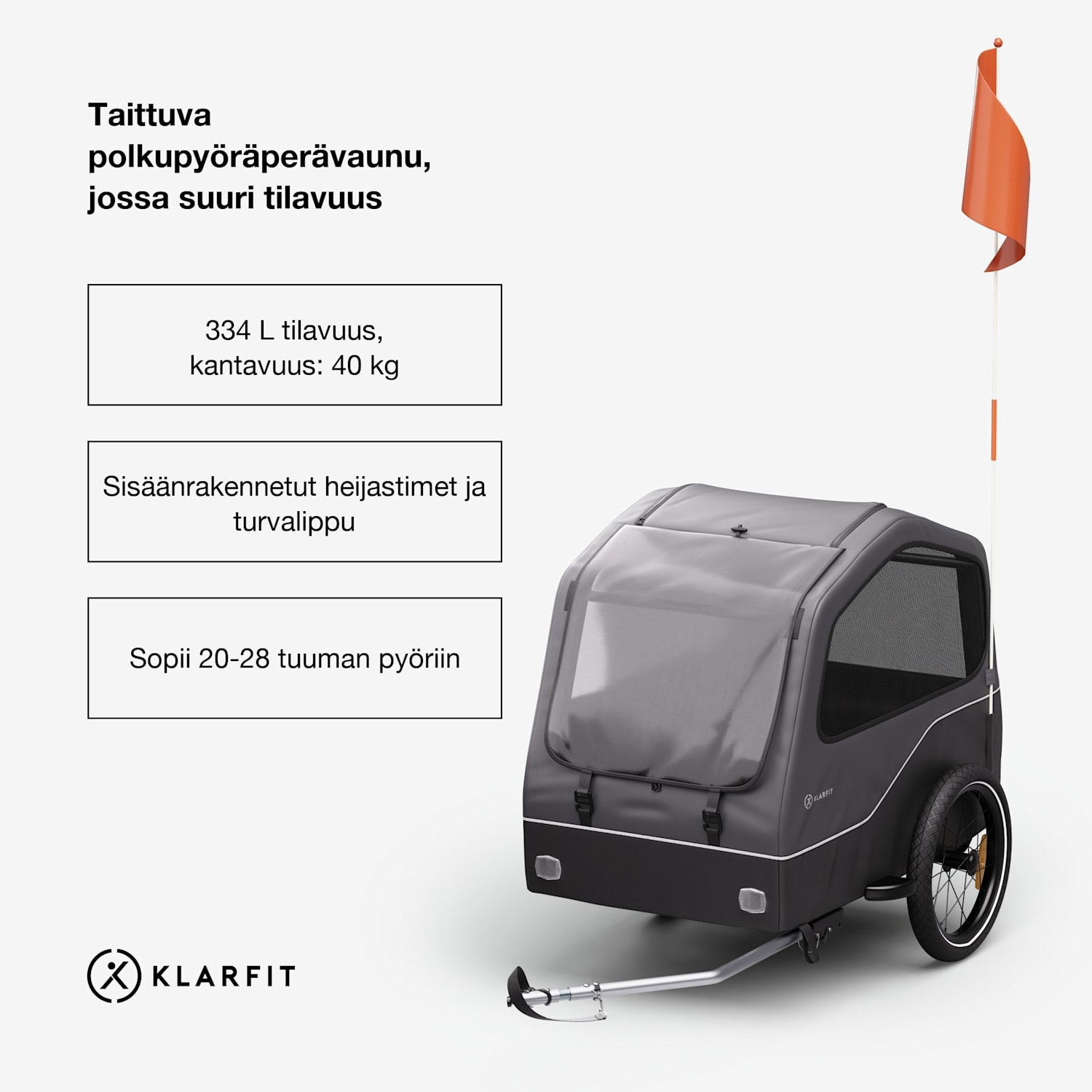 Goldie Home -polkupyöräperävaunu 334 L max. 40 kg säänkestävä kokoontaitettava Hybrid Trailer & Home 334L | Musta