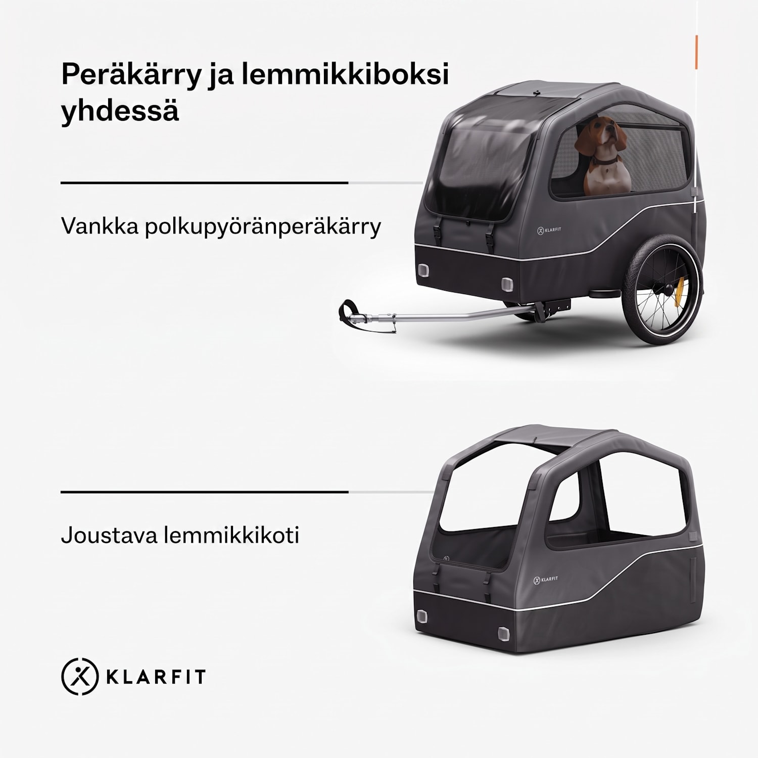 Goldie Home -polkupyöräperävaunu 334 L max. 40 kg säänkestävä kokoontaitettava Hybrid Trailer & Home 334L | Musta