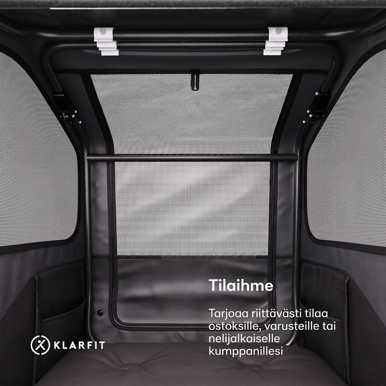 Goldie Home -polkupyöräperävaunu 334 L max. 40 kg säänkestävä kokoontaitettava Hybrid Trailer & Home 334L | Musta