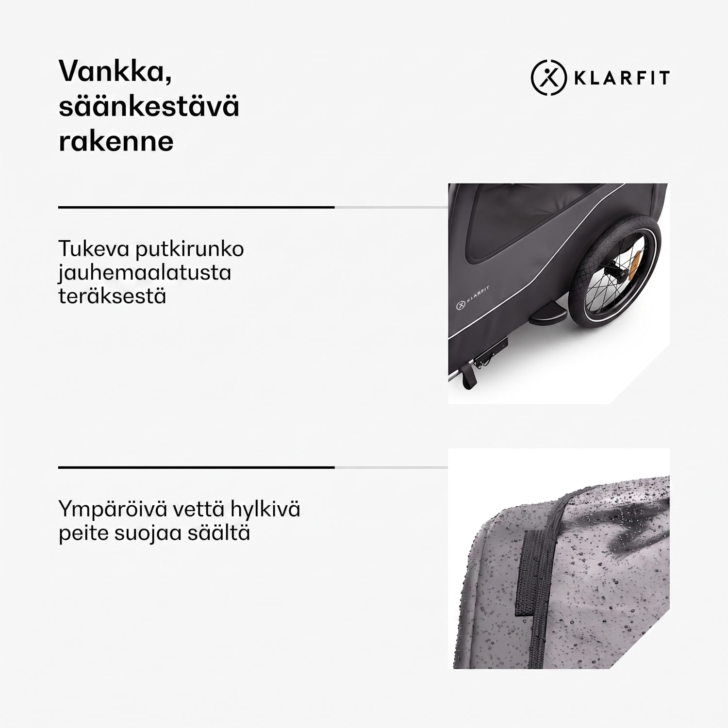 Goldie Home -polkupyöräperävaunu 334 L max. 40 kg säänkestävä kokoontaitettava Hybrid Trailer & Home 334L | Musta