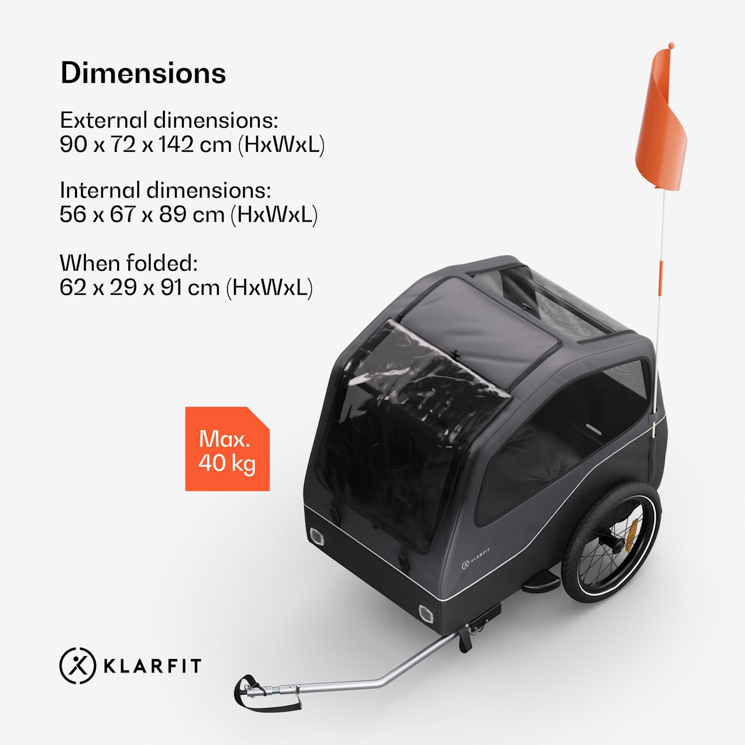 Goldie Home, kerékpár utánfutó, 334 l, max. 40 kg, összecsukható, időjárásálló Hybrid Trailer & Home 334L | Fekete