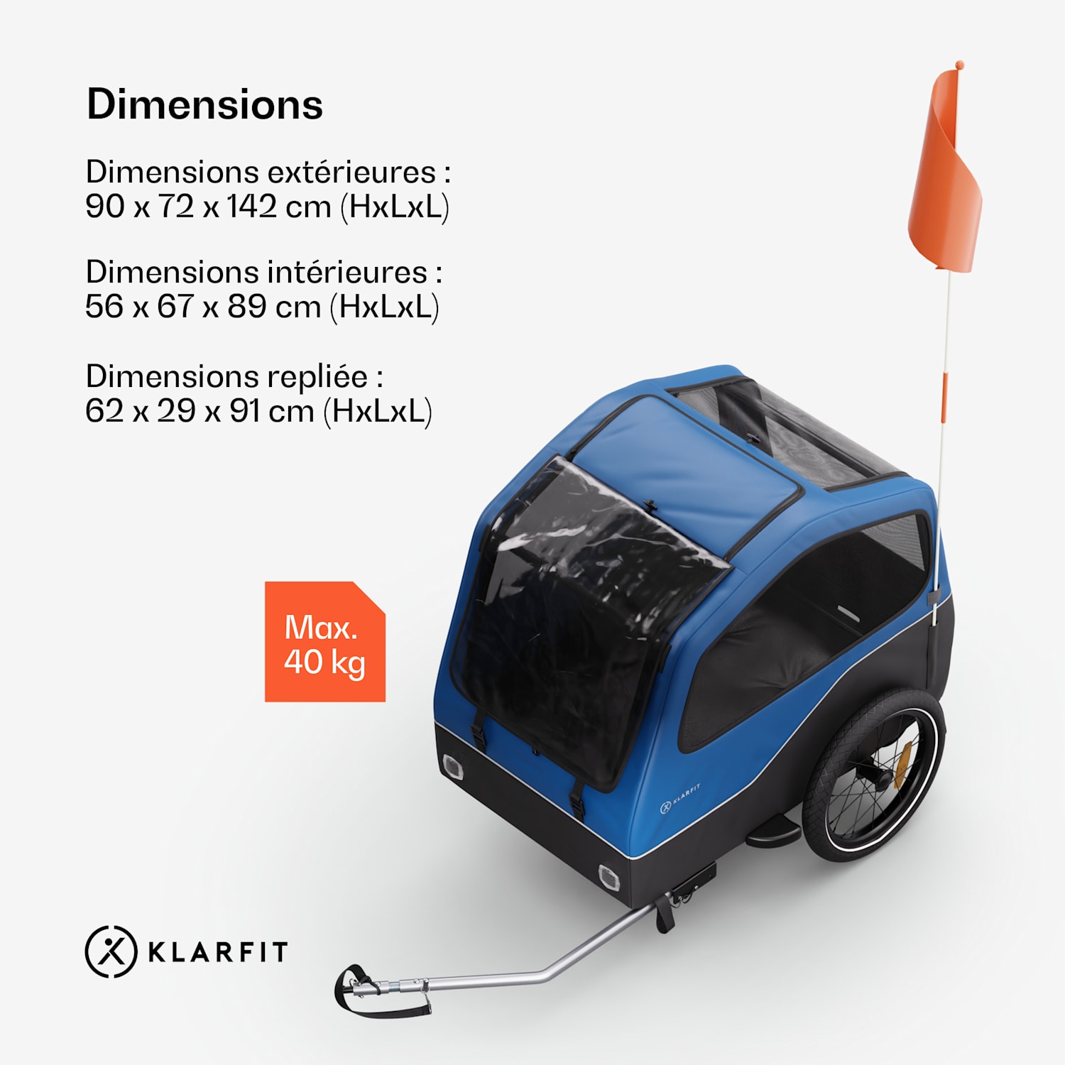 Goldie Home remorque à vélo 334 L max. 40 kg pliable résistant aux intempéries Hybrid Trailer & Home 334L | Bleu