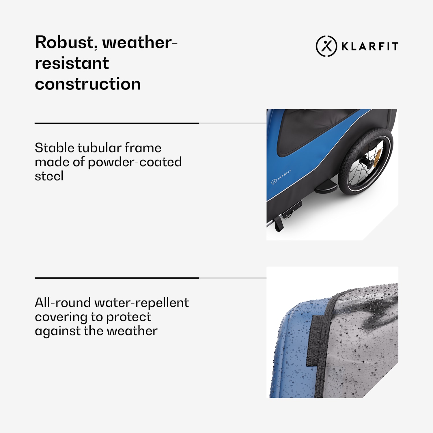 Goldie Home, príves na bicykel, 334 l, max. 40 kg, skladací, odolný voči poveternostným vplyvom Hybrid Trailer & Home 334L | Modrá