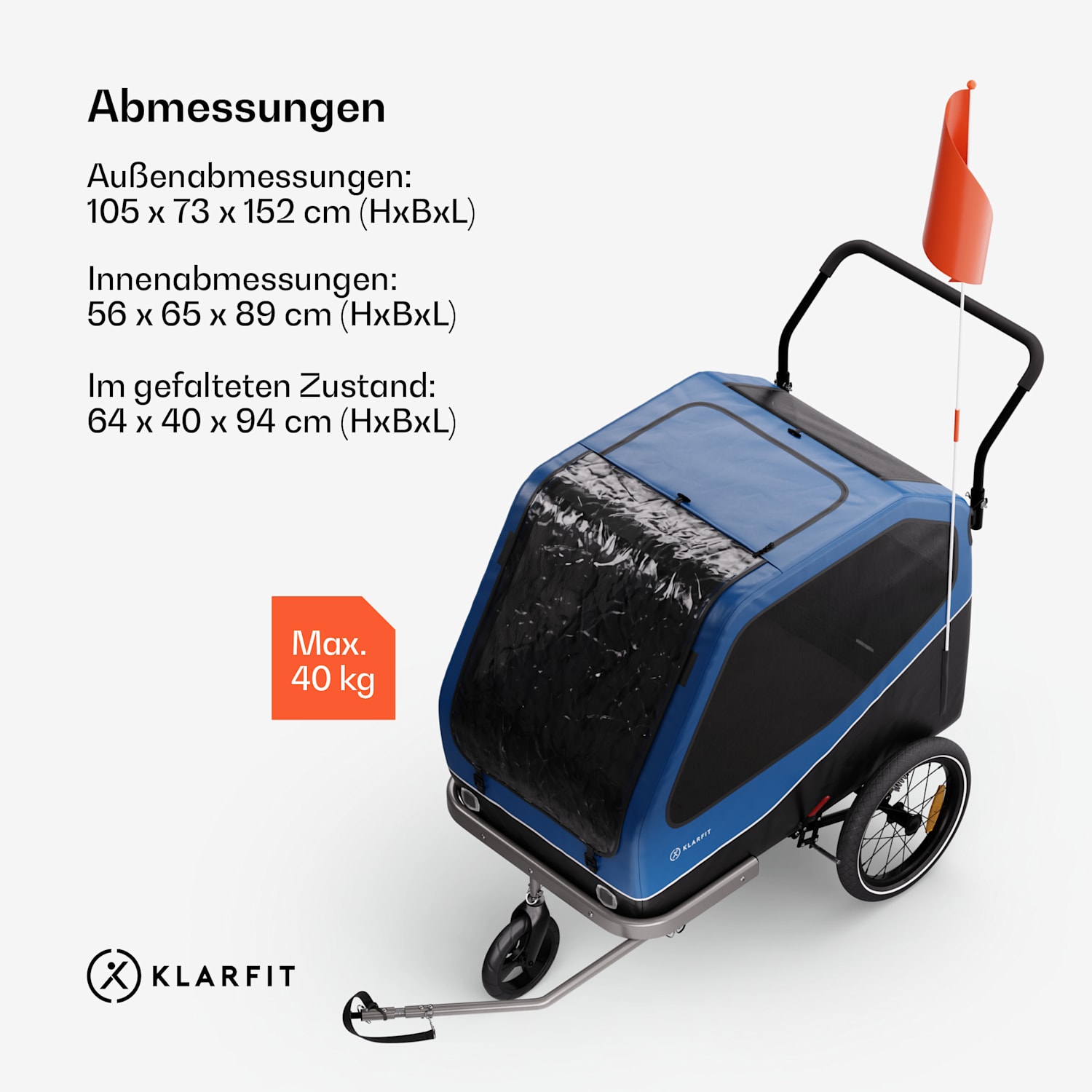 Goldie Buggy Fahrradanhänger 324 L Volumen max. 40 kg wetterfest klappbar Hybrid Trailer & Buggy 324L | Blau