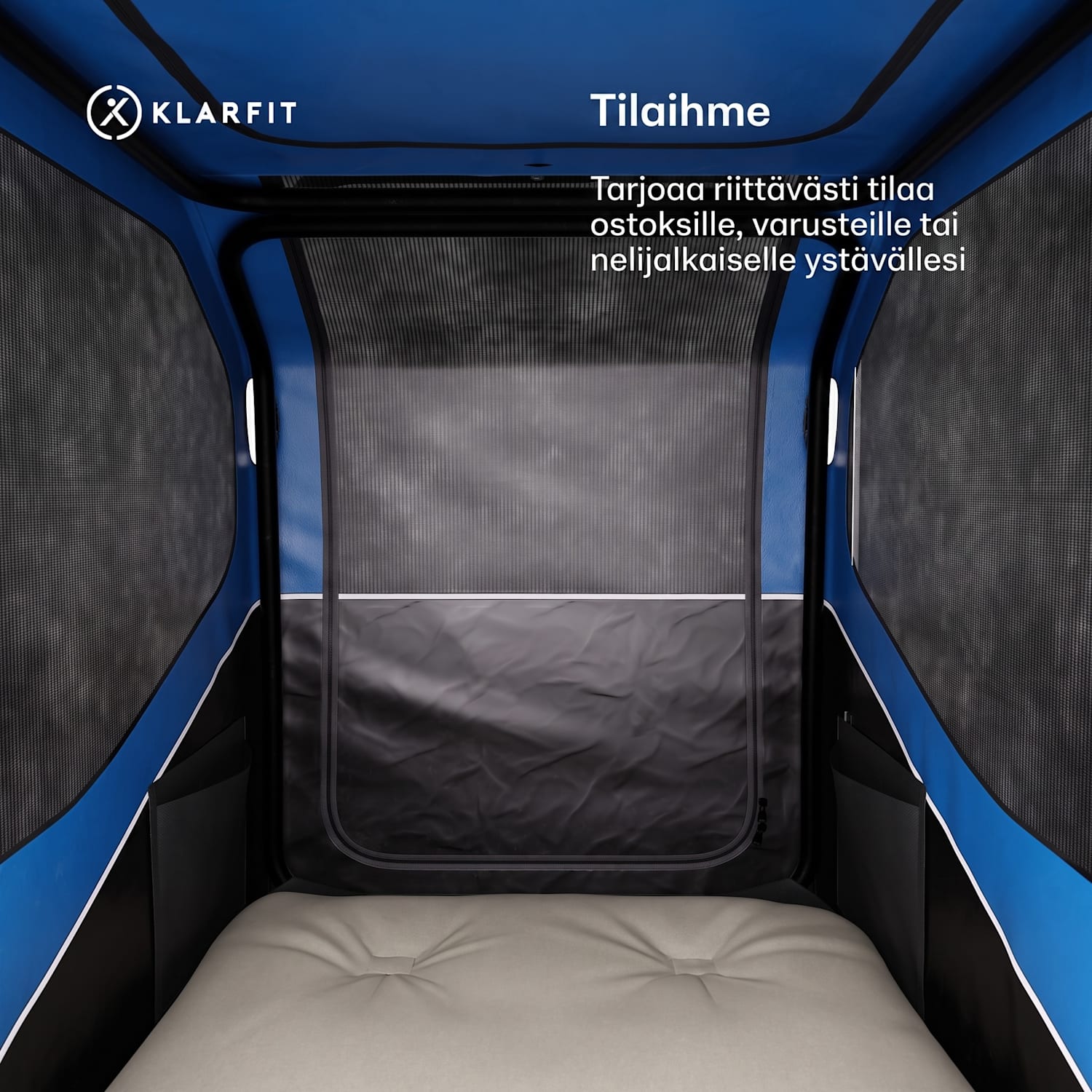 Goldie Buggy -polkupyöräperävaunu 324 L max. 40 kg säänkestävä kokoontaitettava Hybrid Trailer & Buggy 324L | Sininen