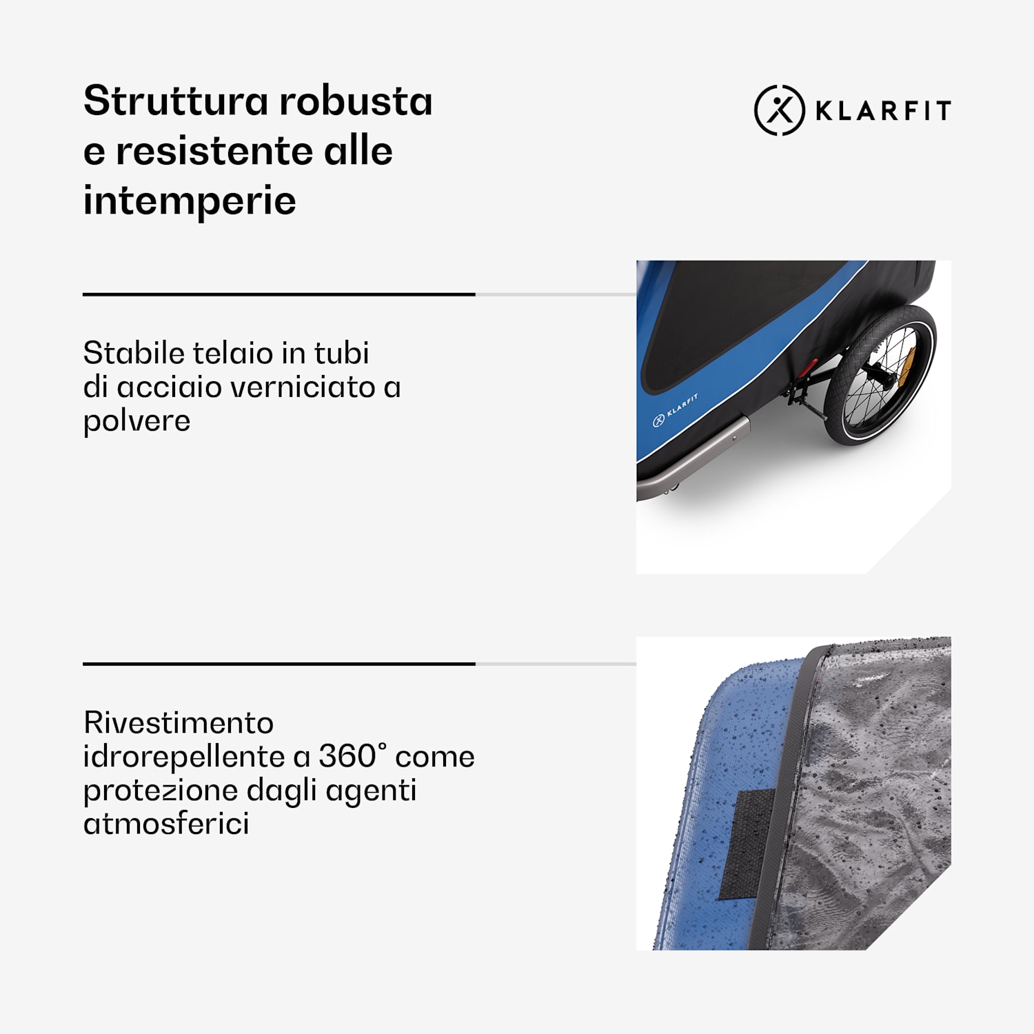 Goldie Buggy - Rimorchio per biciclette, 324 L di volume, max. 40 kg, resistente alle intemperie, pieghevole Hybrid Trailer & Buggy 324L | Blu