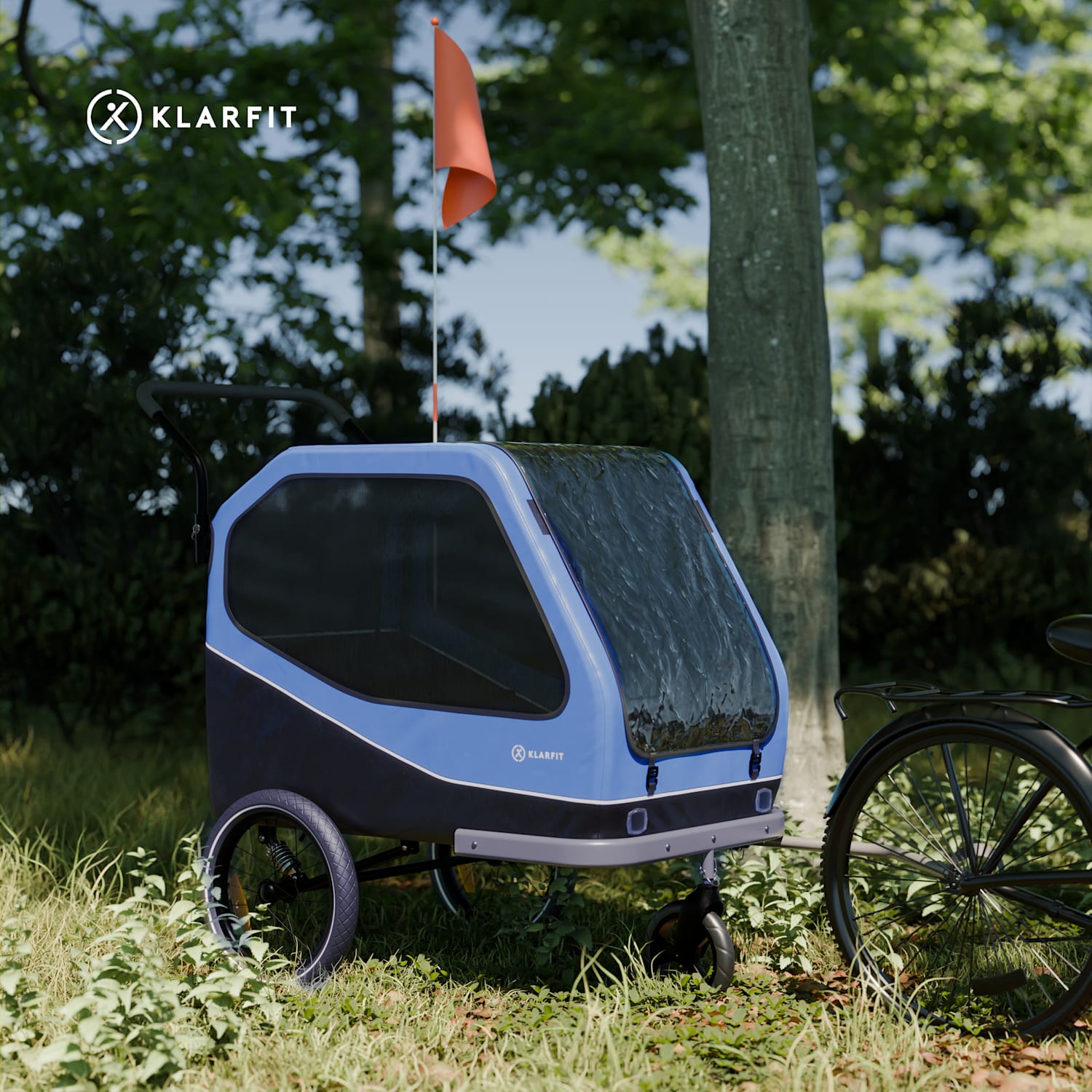 Goldie Buggy - Rimorchio per biciclette, 324 L di volume, max. 40 kg, resistente alle intemperie, pieghevole Hybrid Trailer & Buggy 324L | Blu