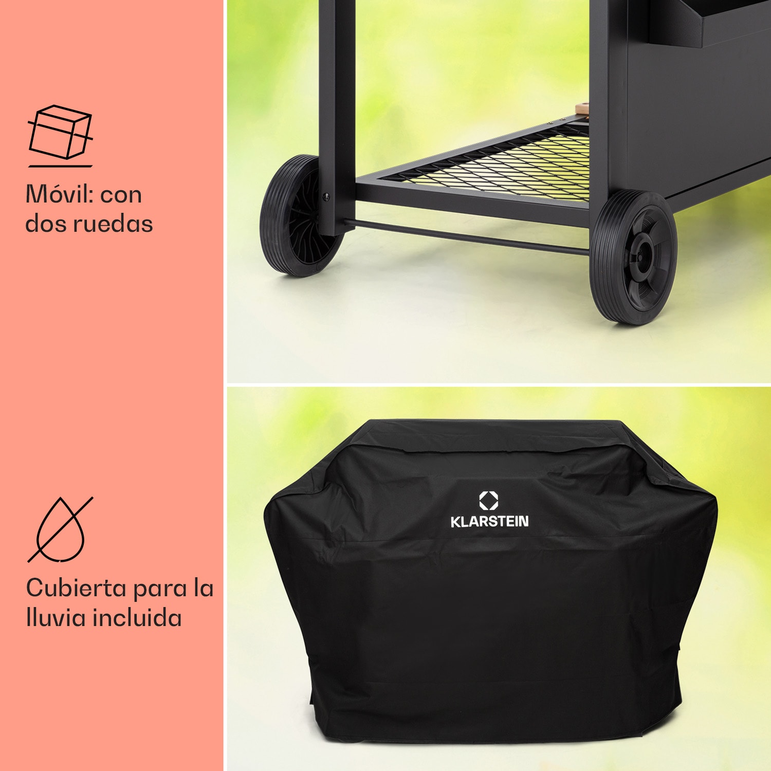 Aberdeen Combi-grill de carbón Ahumador Termómetro 2 mesas lateral Móvil 3 fogones