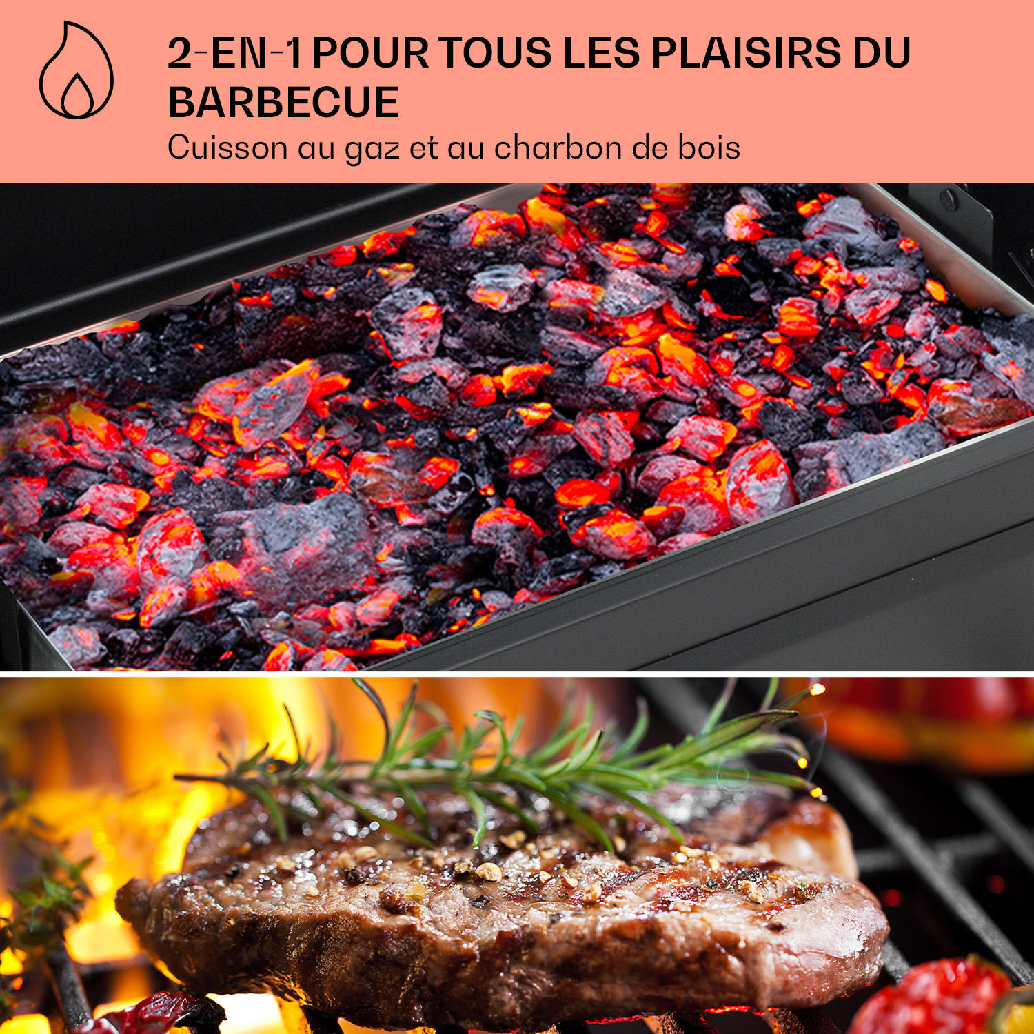 Aberdeen combi-grill gas houtskool smoker thermometer 2 zijtafels mobiel 3 branders