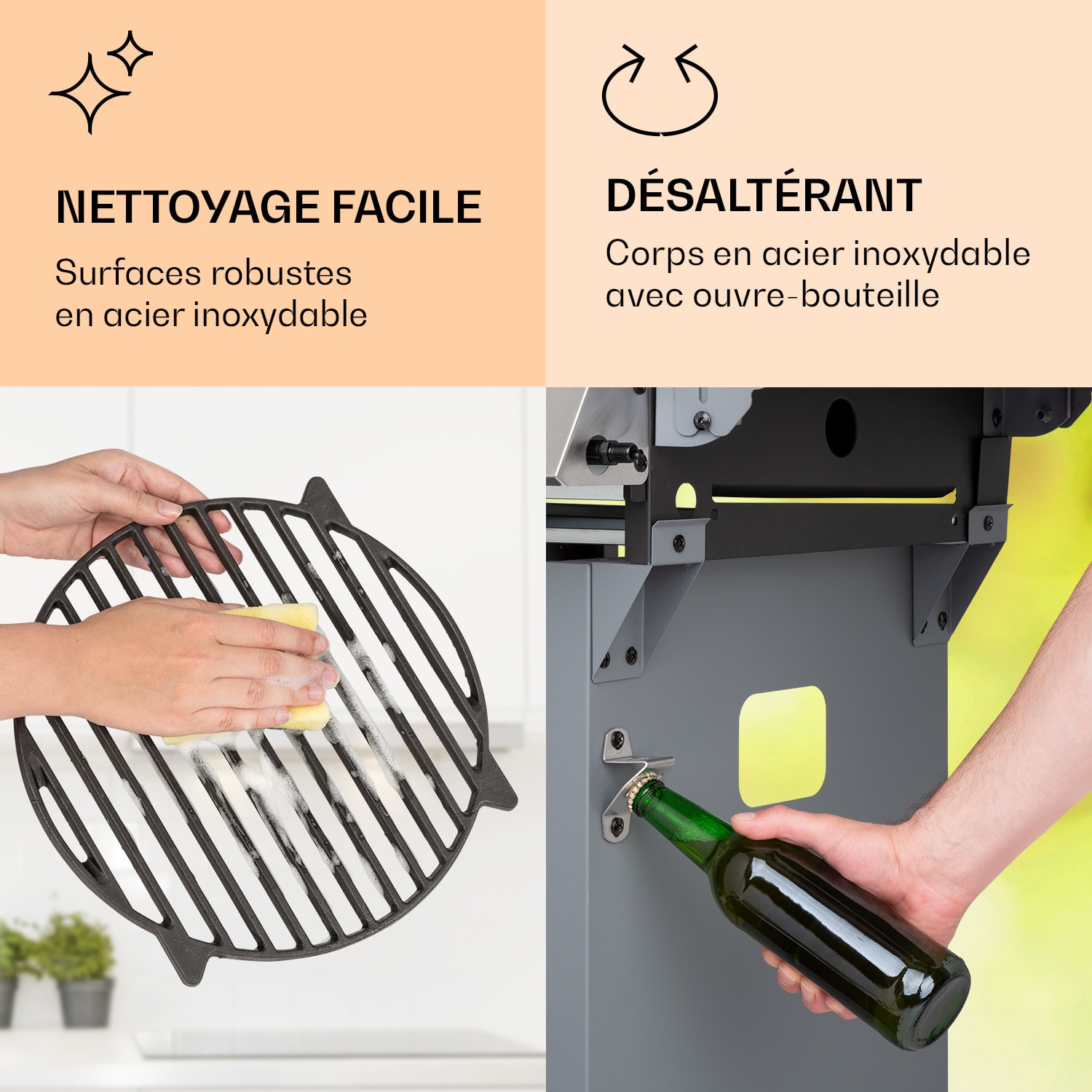 Lucifer 2 Barbecue à gaz 2 x brûleurs 3,6 kW 45 x 45 cm barbecue inox mobile 