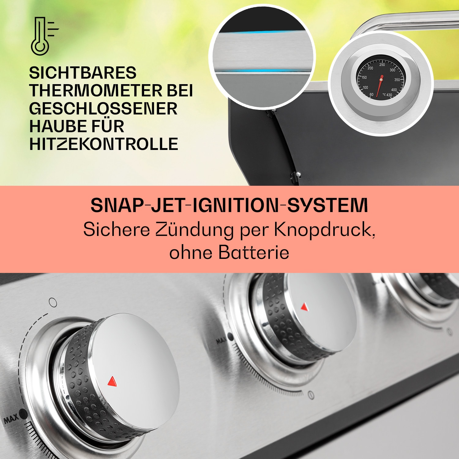 Tomahawk - Griglia a gas, 5 bruciatori da 3,6 kW + 1 bruciatore da 2,7 kW, 80 x 43,5 cm, acciaio inox 5 bruciatori principali + 1 bruciatore ausiliario