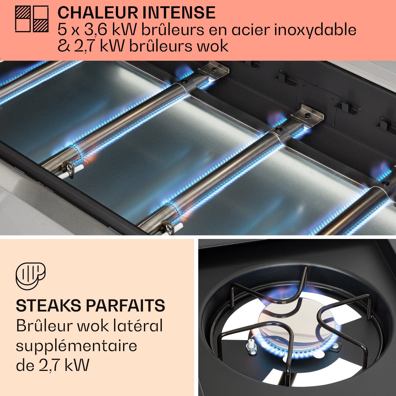 Tomahawk gasbarbecue 5 x 3,6 kW + 2,7 kW brander 80 x 43,5 cm grill rvs 5 hoofdbrander + 1 zijbrander