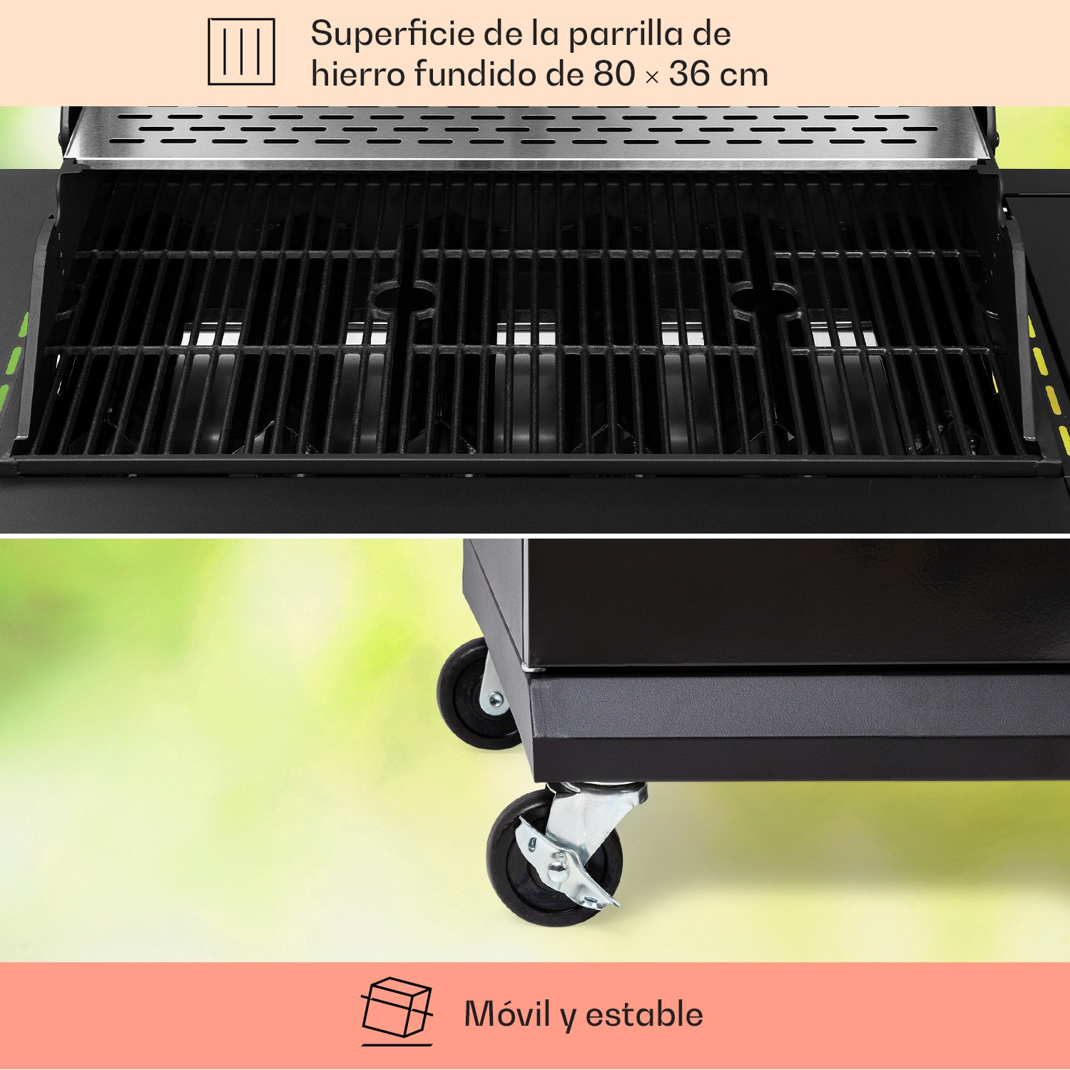 Valdosta 6.1 Parrilla de gas 6+1 quemadores 19,3 kW potencia total 6 quemadores principales + 1 quemador lateral