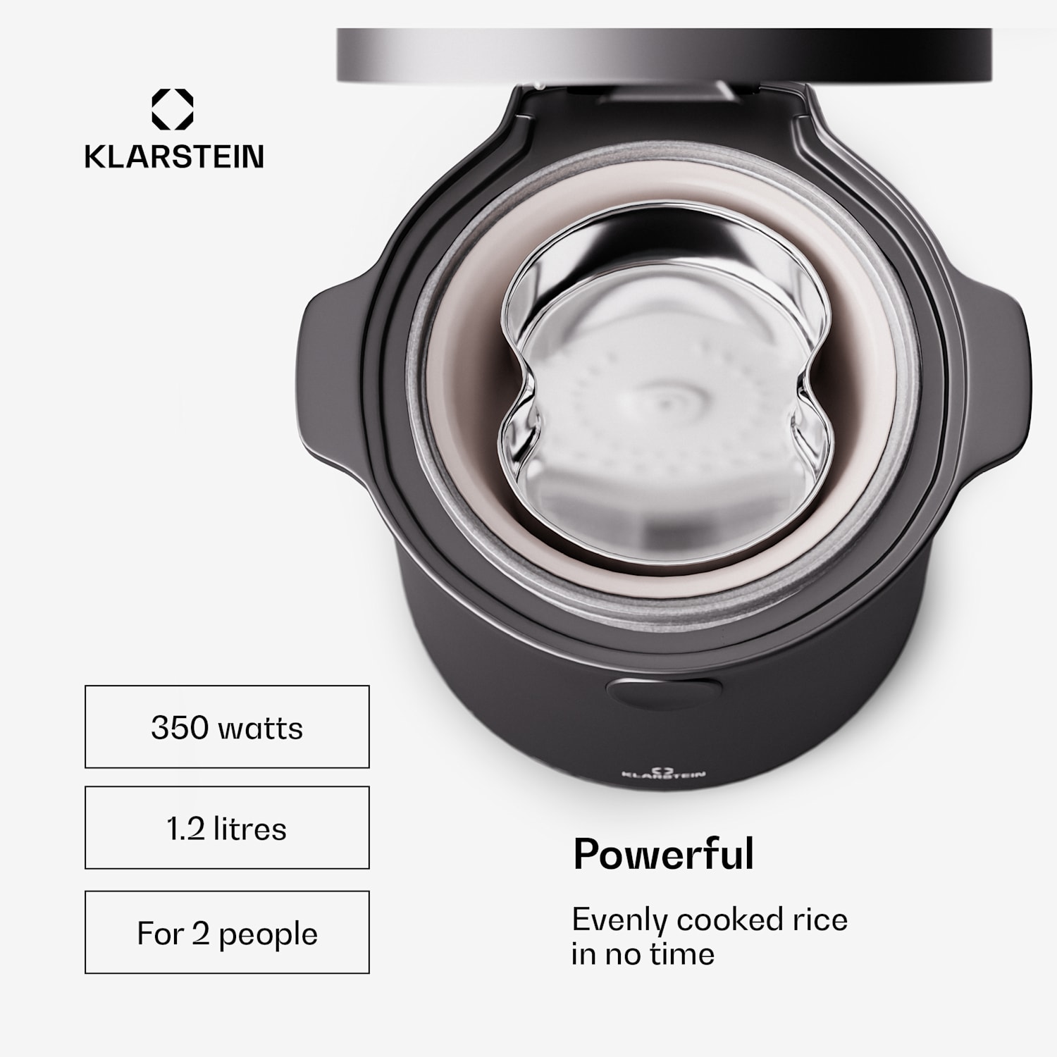 Kenbu 1.2L, urządzenie do gotowania ryżu, 1,2 litra, 350 W, 9 programów, sterowanie dotykowe 1,2 Ltr | Czarny