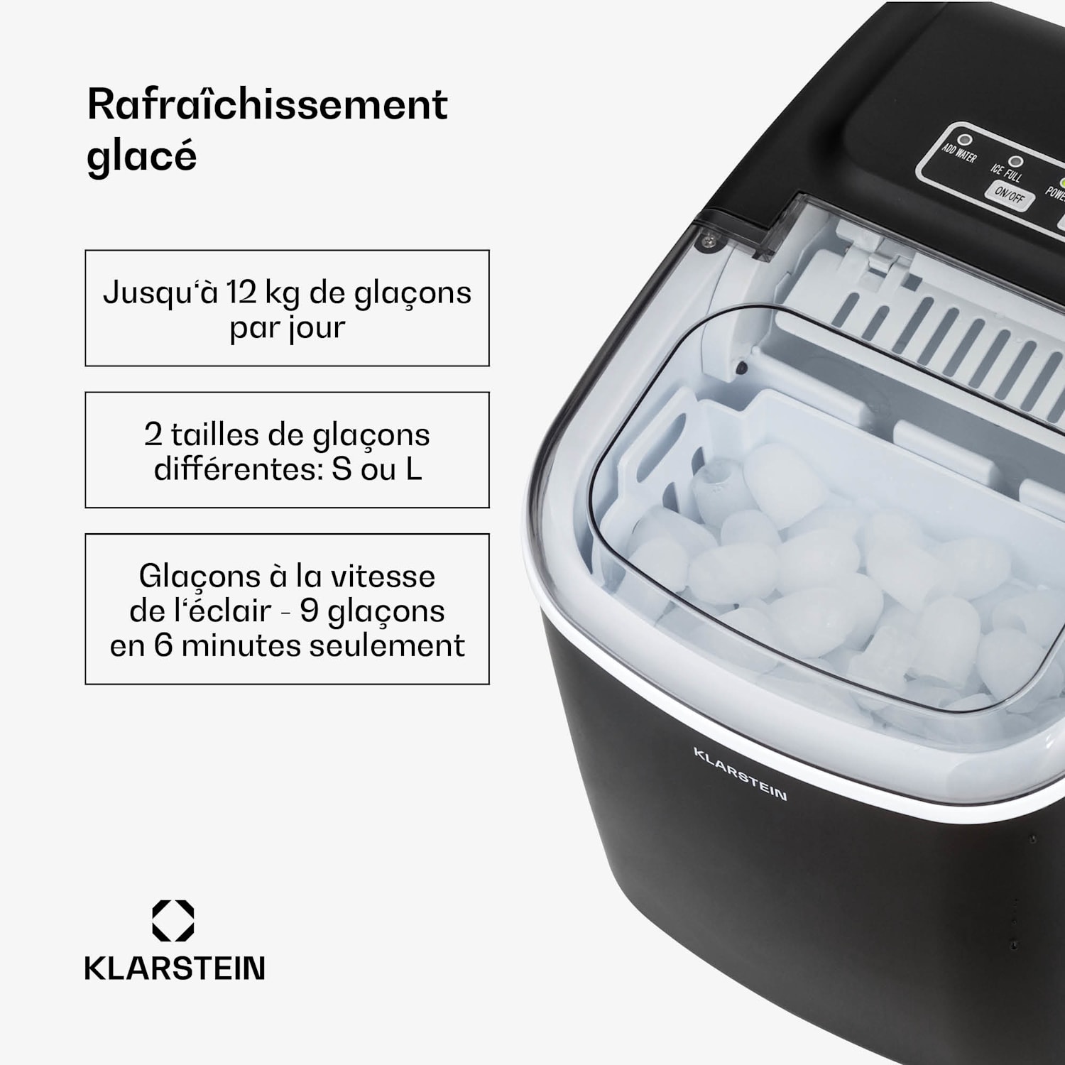 Caldwell machine à glaçons en boule ice 12 kg/24 h réservoir d'eau : 1,3 l 1,3 Ltr | Noir