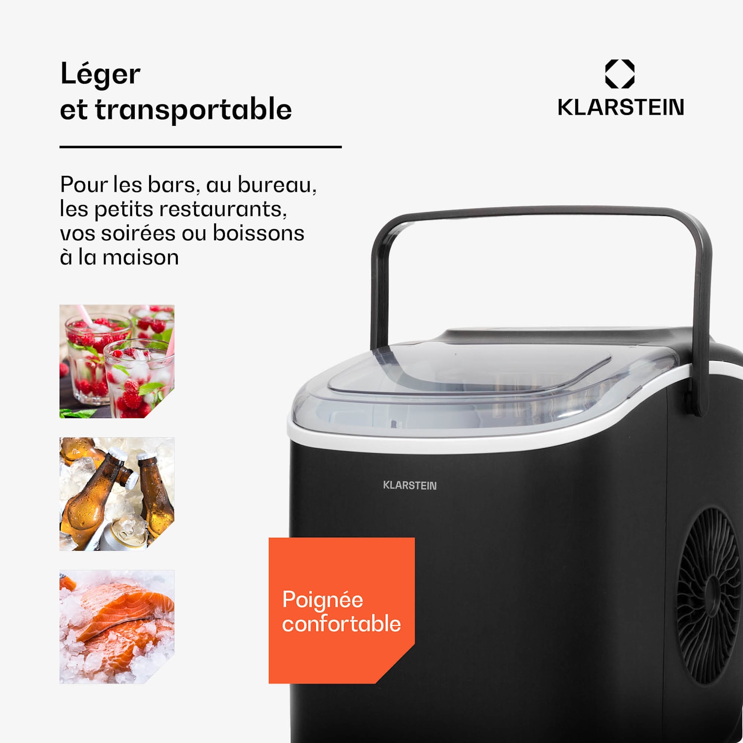 Caldwell machine à glaçons en boule ice 12 kg/24 h réservoir d'eau : 1,3 l 1,3 Ltr | Noir