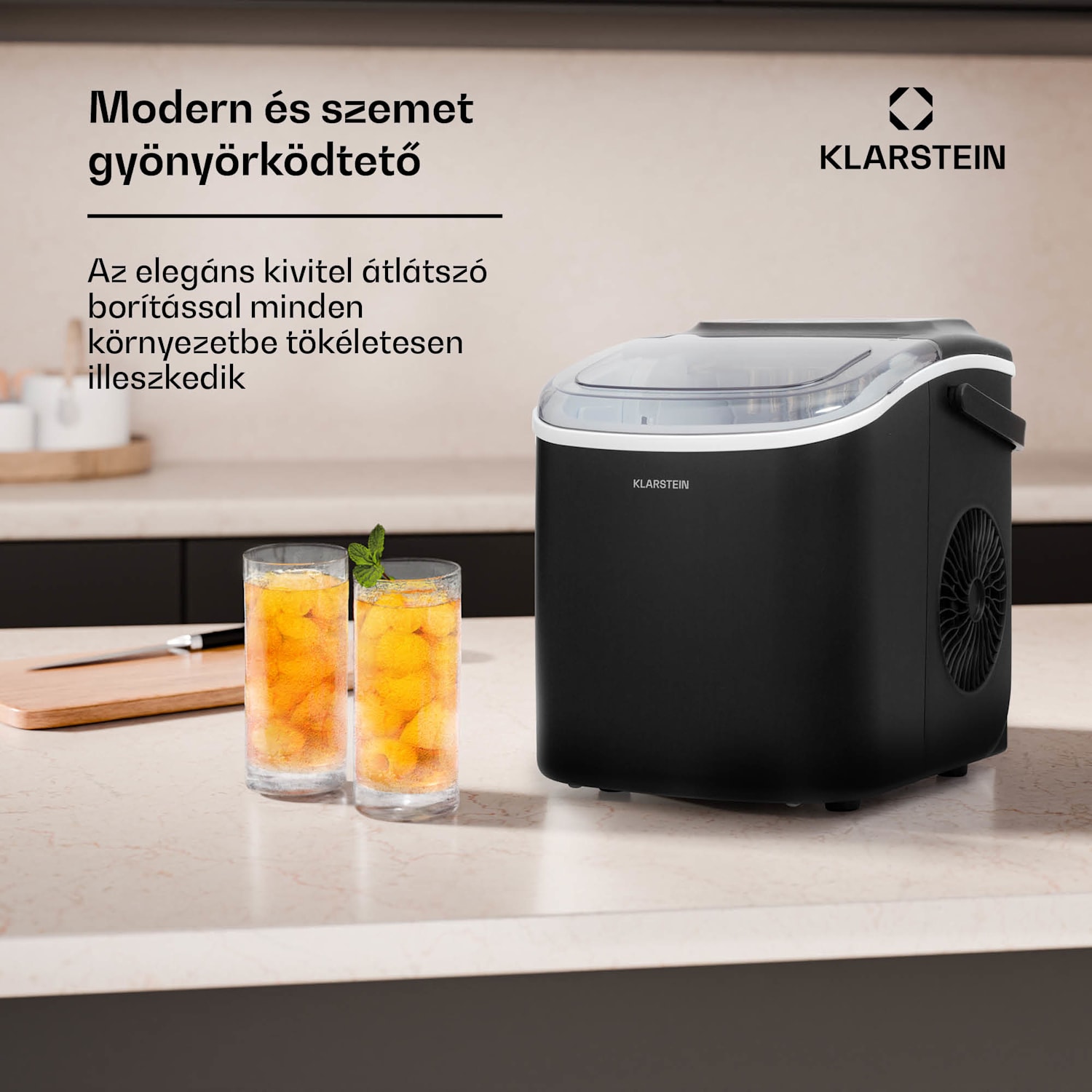 Caldwell, jégkocka készítő, 12 kg/24 h, 1,3 L tartály 1,3 Ltr | Fekete