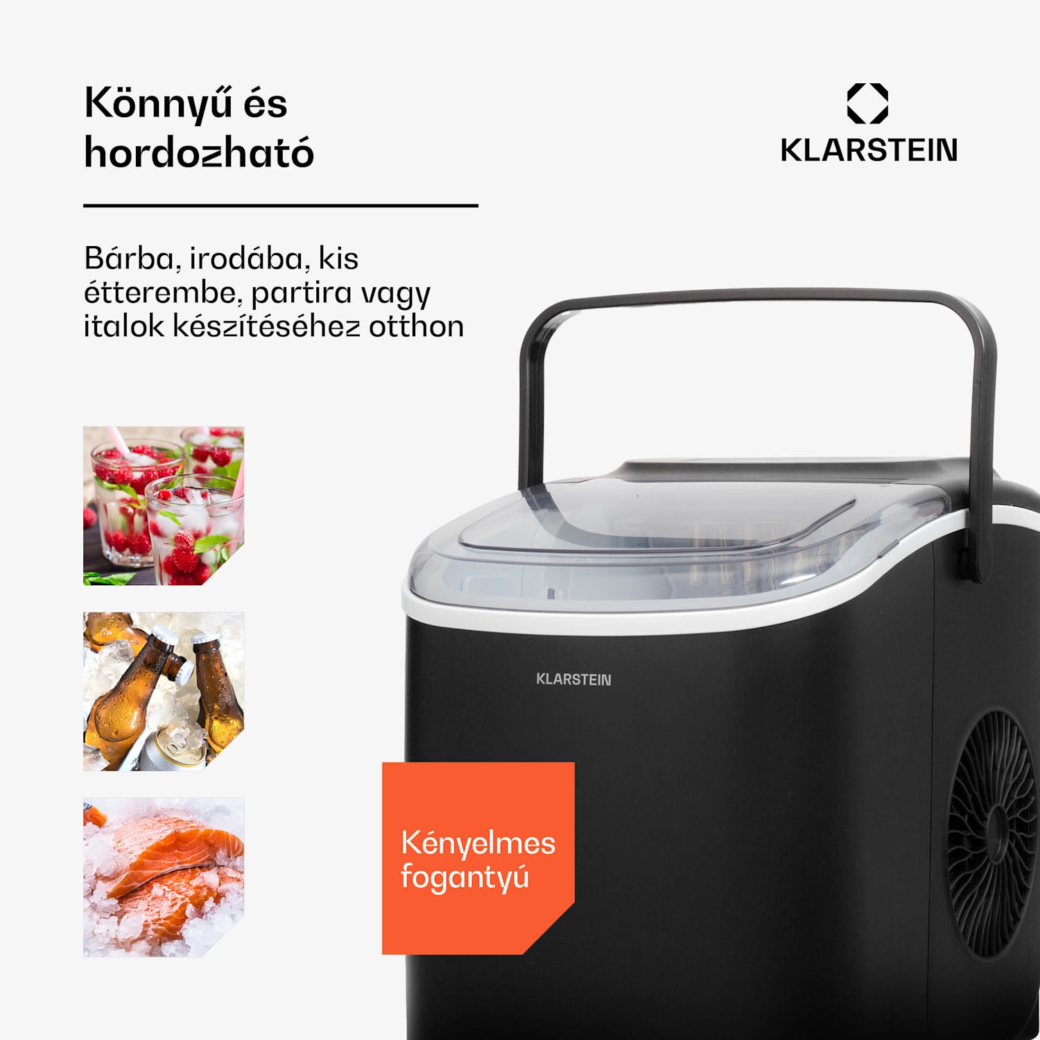 Caldwell, jégkocka készítő, 12 kg/24 h, 1,3 L tartály 1,3 Ltr | Fekete