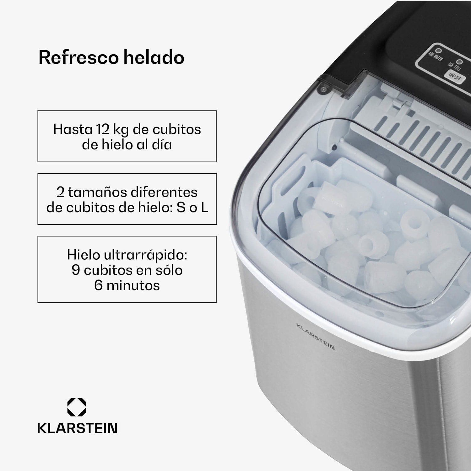 Fabricadora de cubitos de hielo Caldwell Bulleteis 12kg/24h Depósito de agua: 1,3 l 1,3 Ltr | Acero Inoxidable