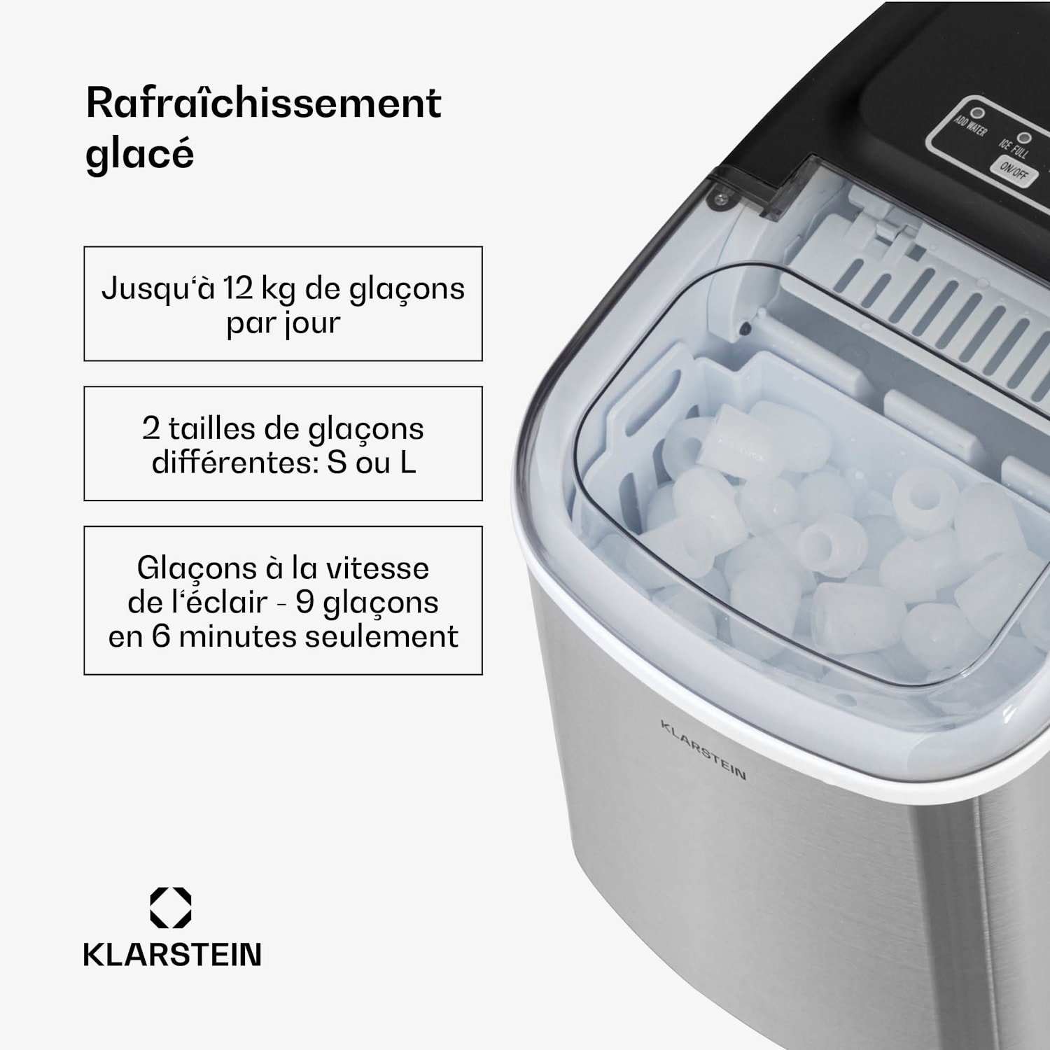 Caldwell machine à glaçons en boule ice 12 kg/24 h réservoir d'eau : 1,3 l 1,3 Ltr | Acier Inoxydable