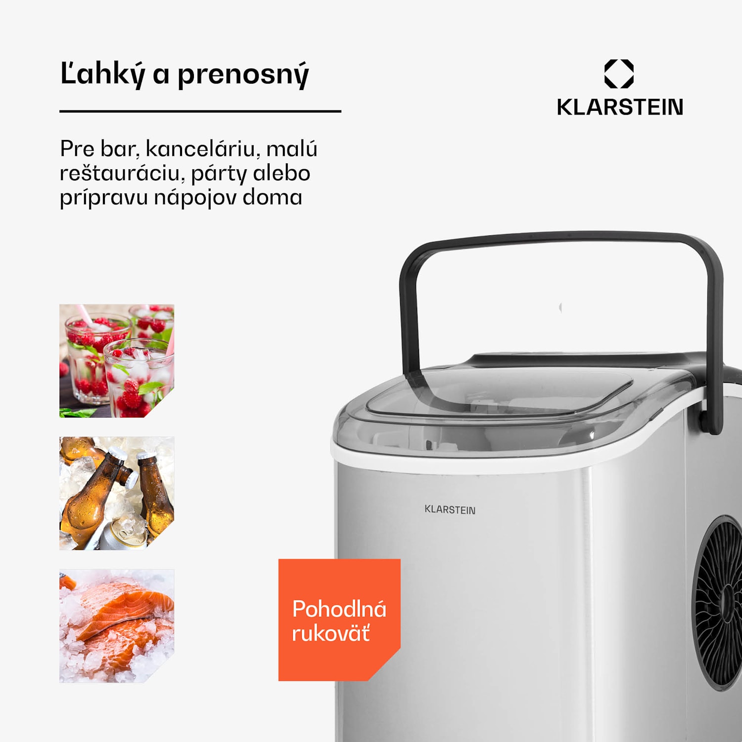 Caldwell, výrobník ľadu, 12 kg/24 h, nádrž 1,3 l 1,3 Ltr | Nehrdzavejúca oceľ