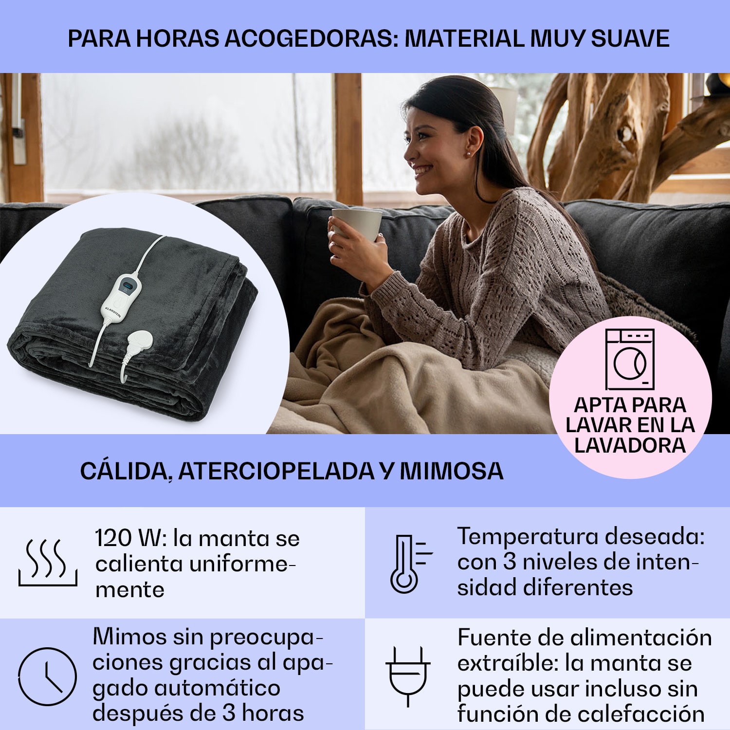 Slanket Manta eléctrica con mangas 120W 155x180cm Coralina 