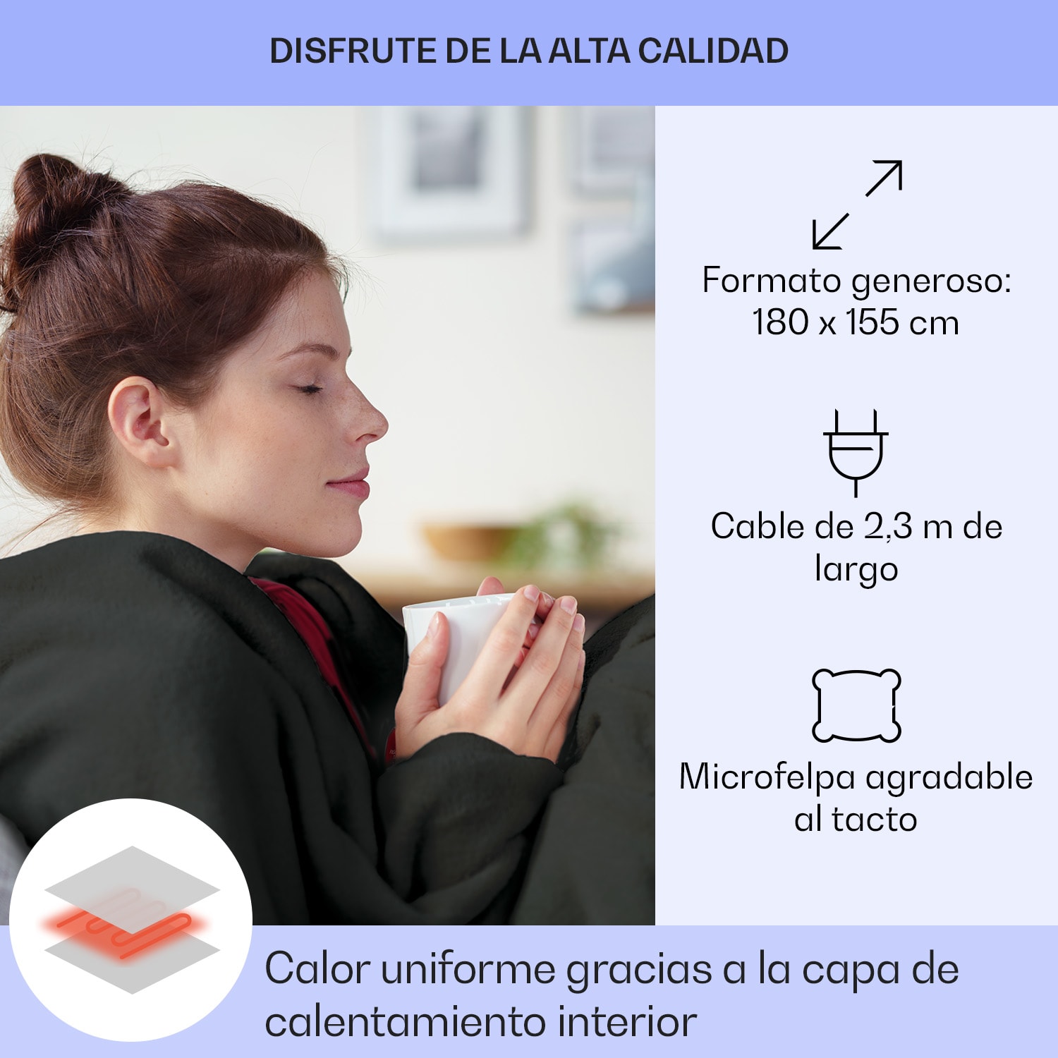 Slanket Manta eléctrica con mangas 120W 155x180cm Coralina 