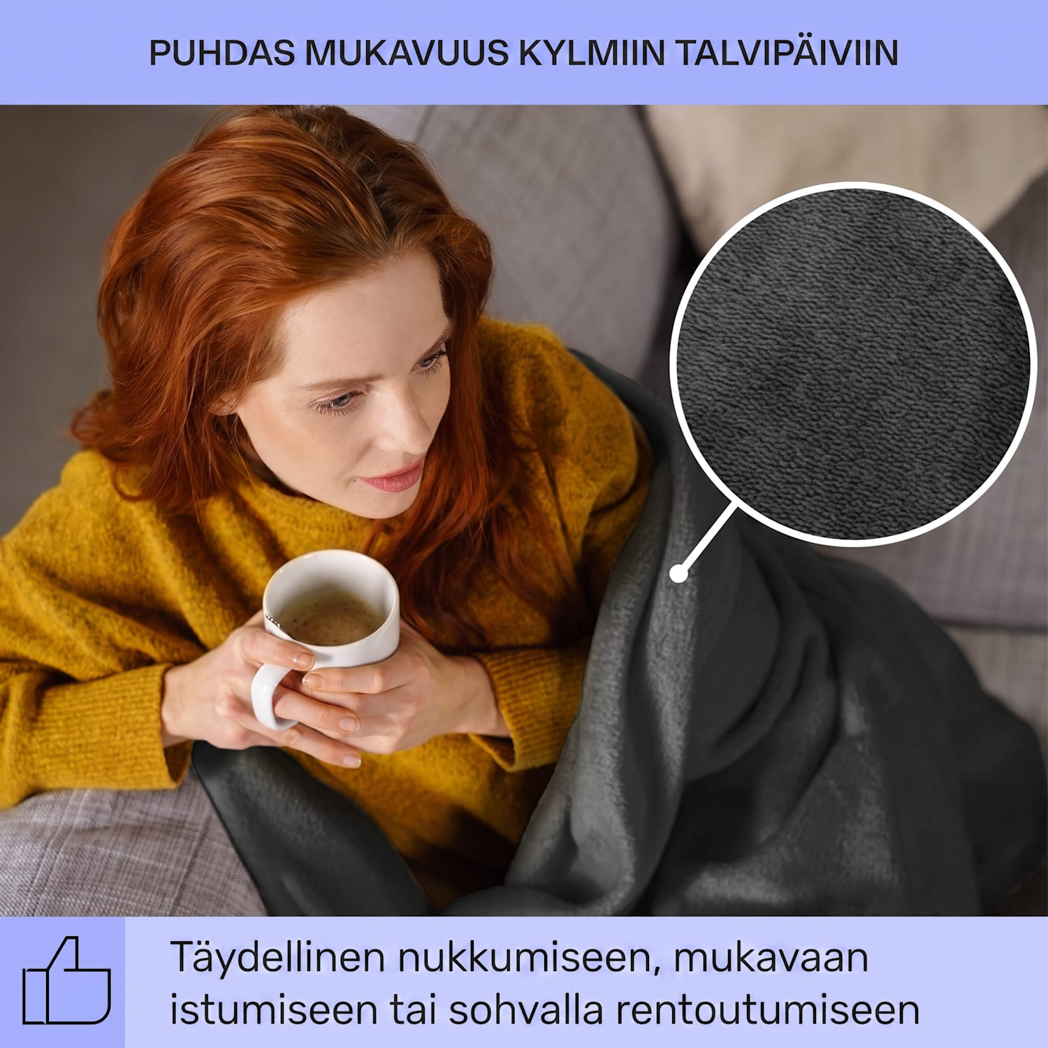 Slanket lämpöpeitto hihoilla 120 W 155 x 180 cm coral fleece 155 x 180 cm | Antrasiitti