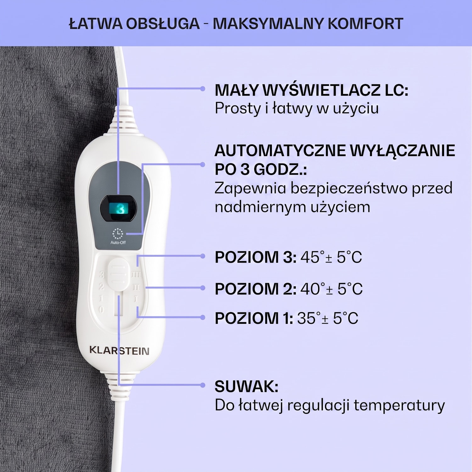 Slanket, koc elektryczny z rękawami, 120 W, 155 x 180 cm, polar Coral Fleece 155 x 180 cm | Antracyt