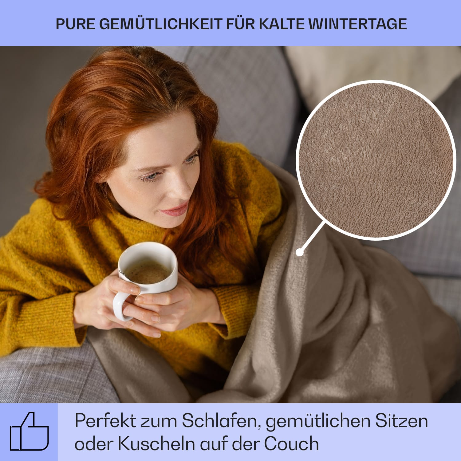 Slanket Heizdecke mit Ärmeln 120W 155x180cm Coral Fleece 155 x 180 cm | Dunkles Taupe