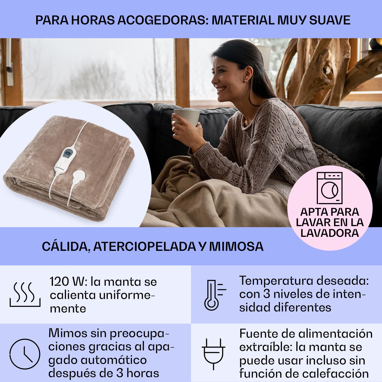 Slanket Manta eléctrica con mangas 120W 155x180cm Coralina 