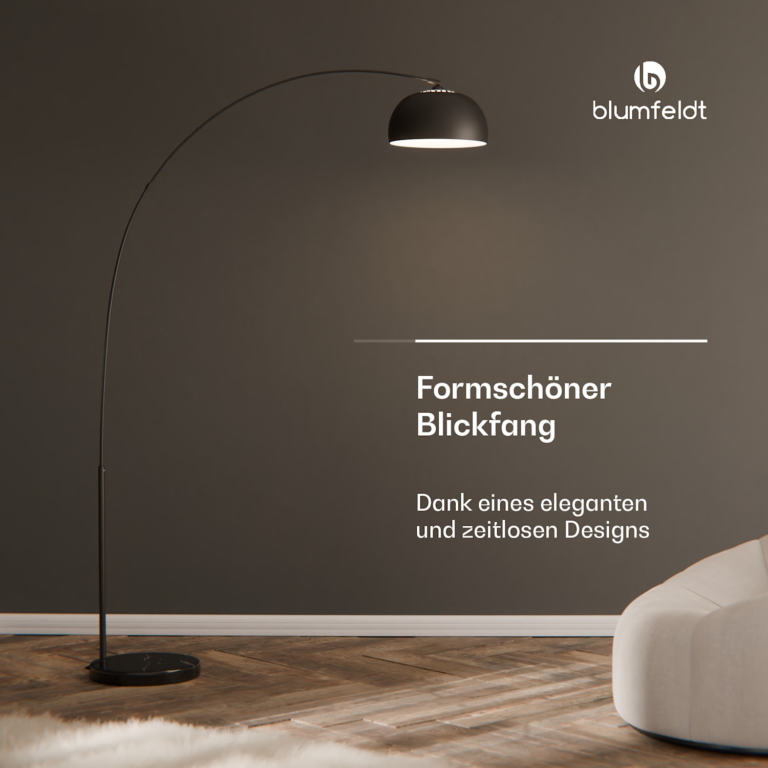 Nael Bogenlampe silberner Schirm Marmorsockel E27 Netzkabel: 2 m Schwarz