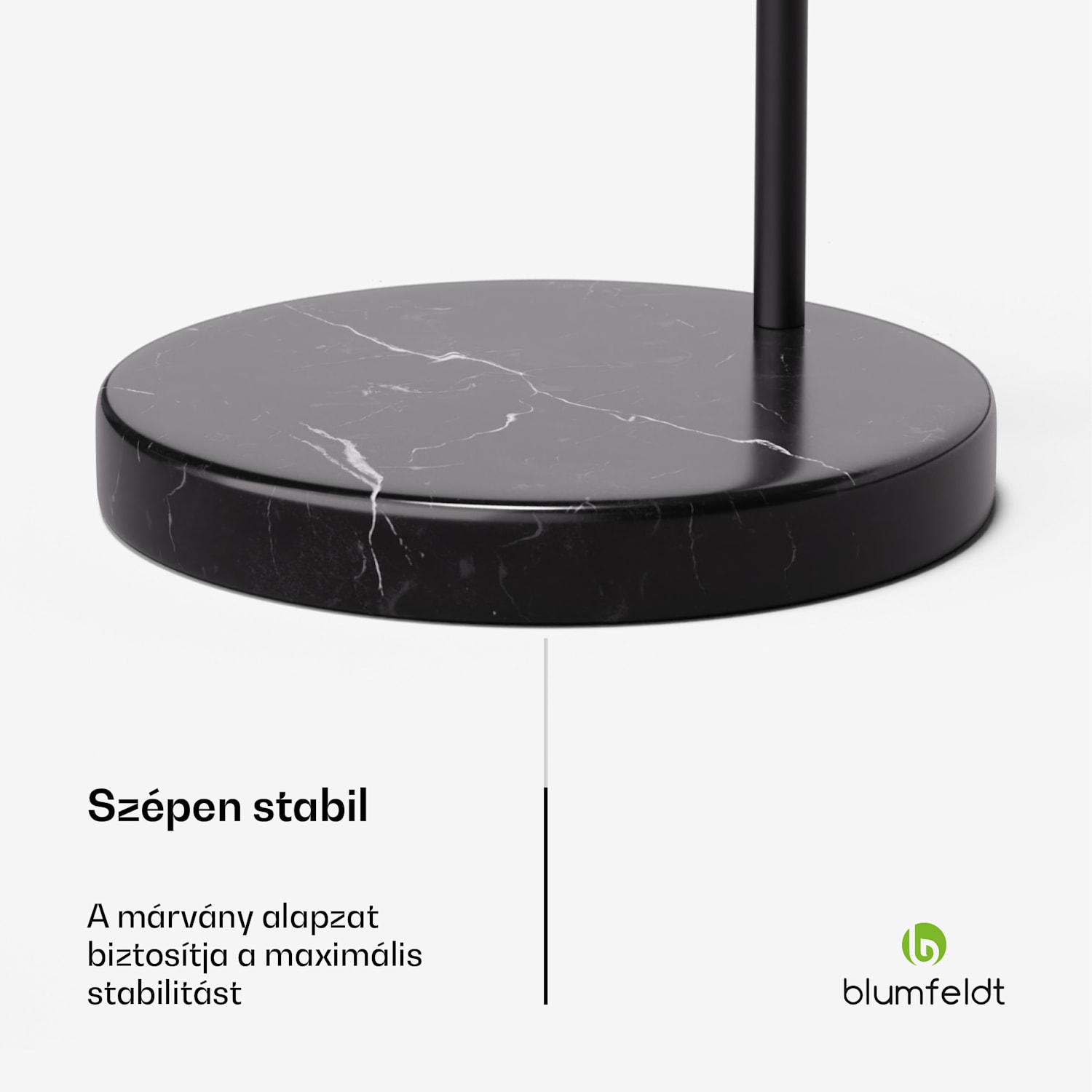 Nael, ívlámpa, ezüst lámpaernyő, márvány talapzat, E27, hálózati kábel: 2 m Fekete