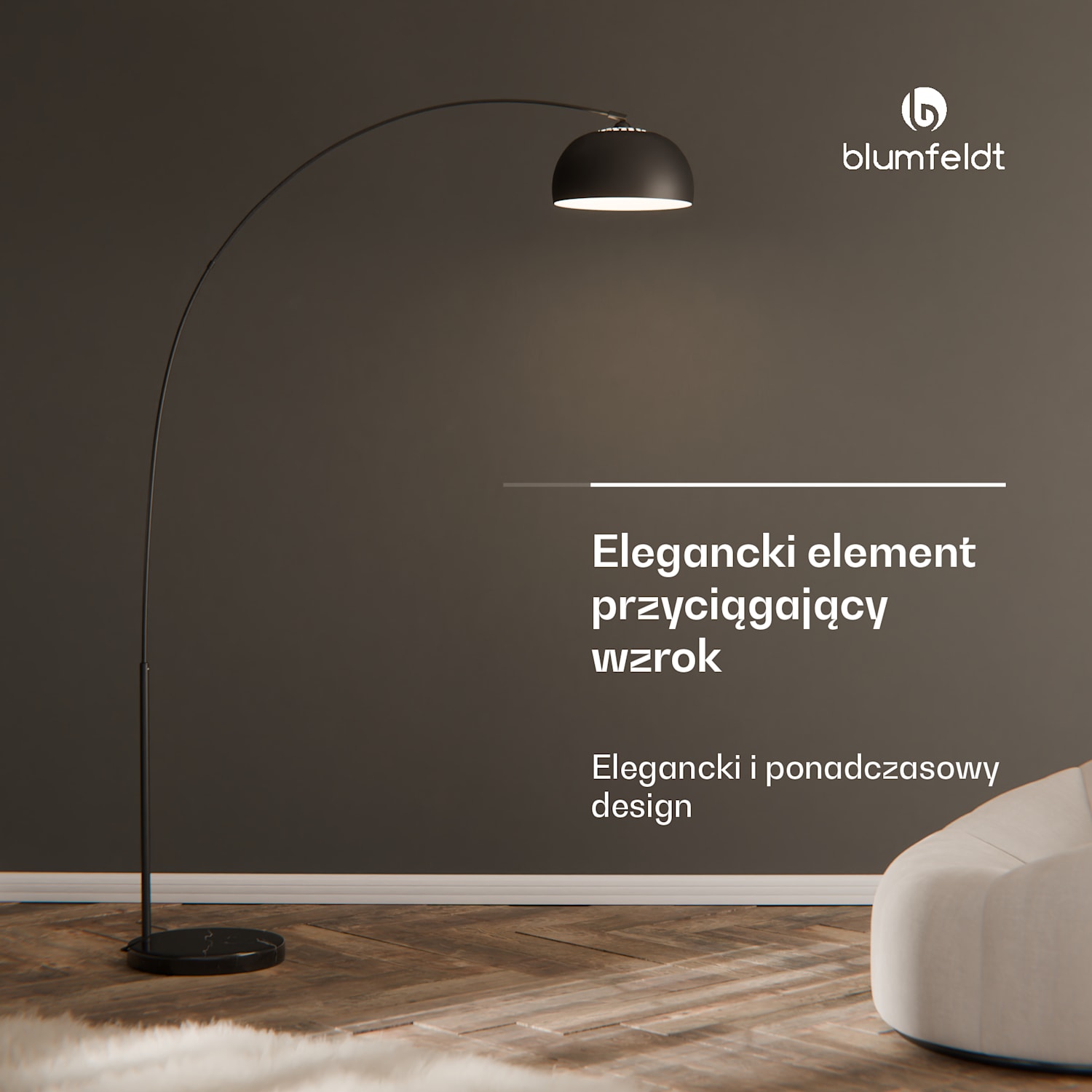 Nael, lampa podłogowa w kształcie łuku, srebrny klosz, podstawa z marmuru, E27, kabel zasilający: 2 m Czarny