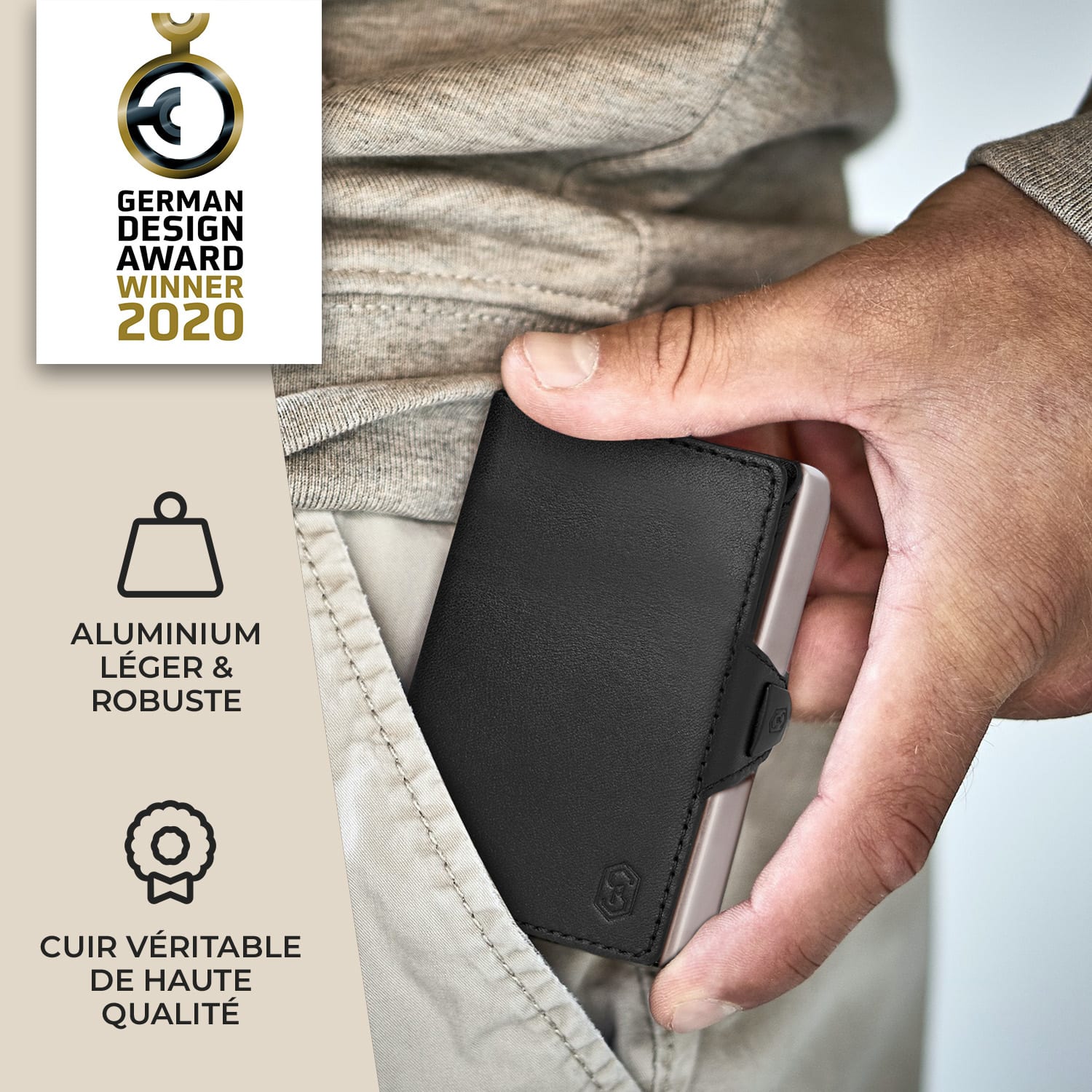 ZNAP Slim Wallet 8 Cartes pochette à monnaie 8,9 x 1,5 x 6,3 cm (LxHxP)  Protection RFID 