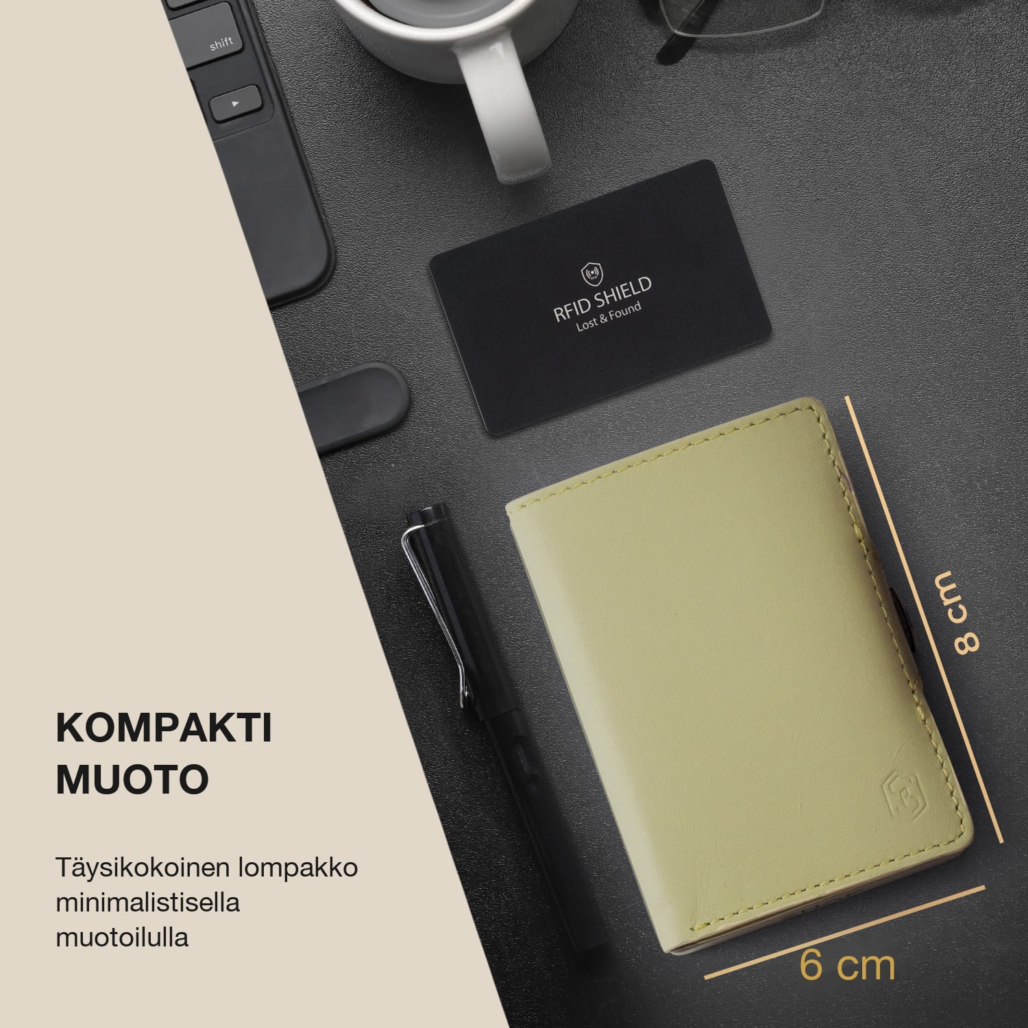 ZNAP Slim lompakko 12 kortille kolikkotasku 8,9 x 1,8 x 6,3 cm (leveys x korkeus x syvyys)  RFID-suoja standardi | Sammal