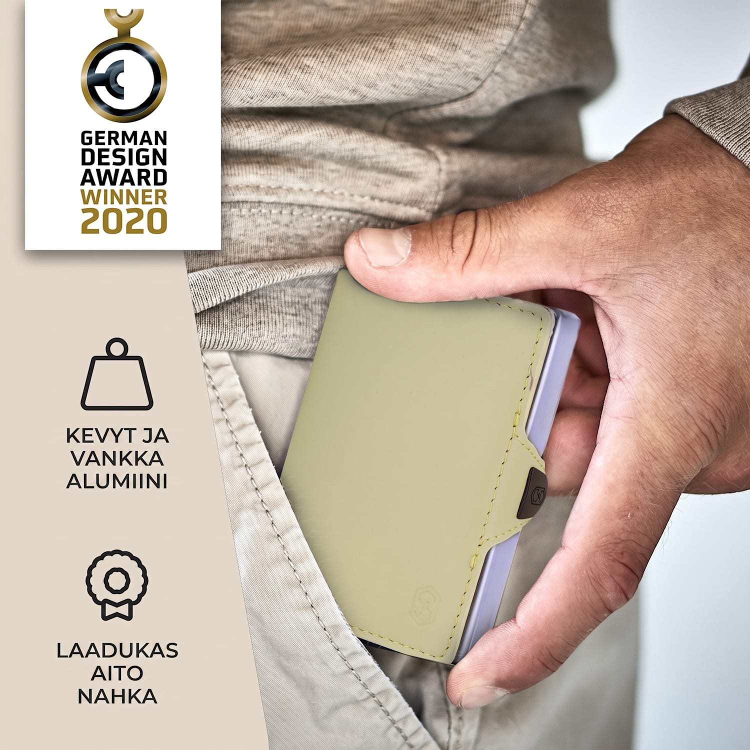 ZNAP Slim lompakko 12 kortille kolikkotasku 8,9 x 1,8 x 6,3 cm (leveys x korkeus x syvyys)  RFID-suoja standardi | Sammal